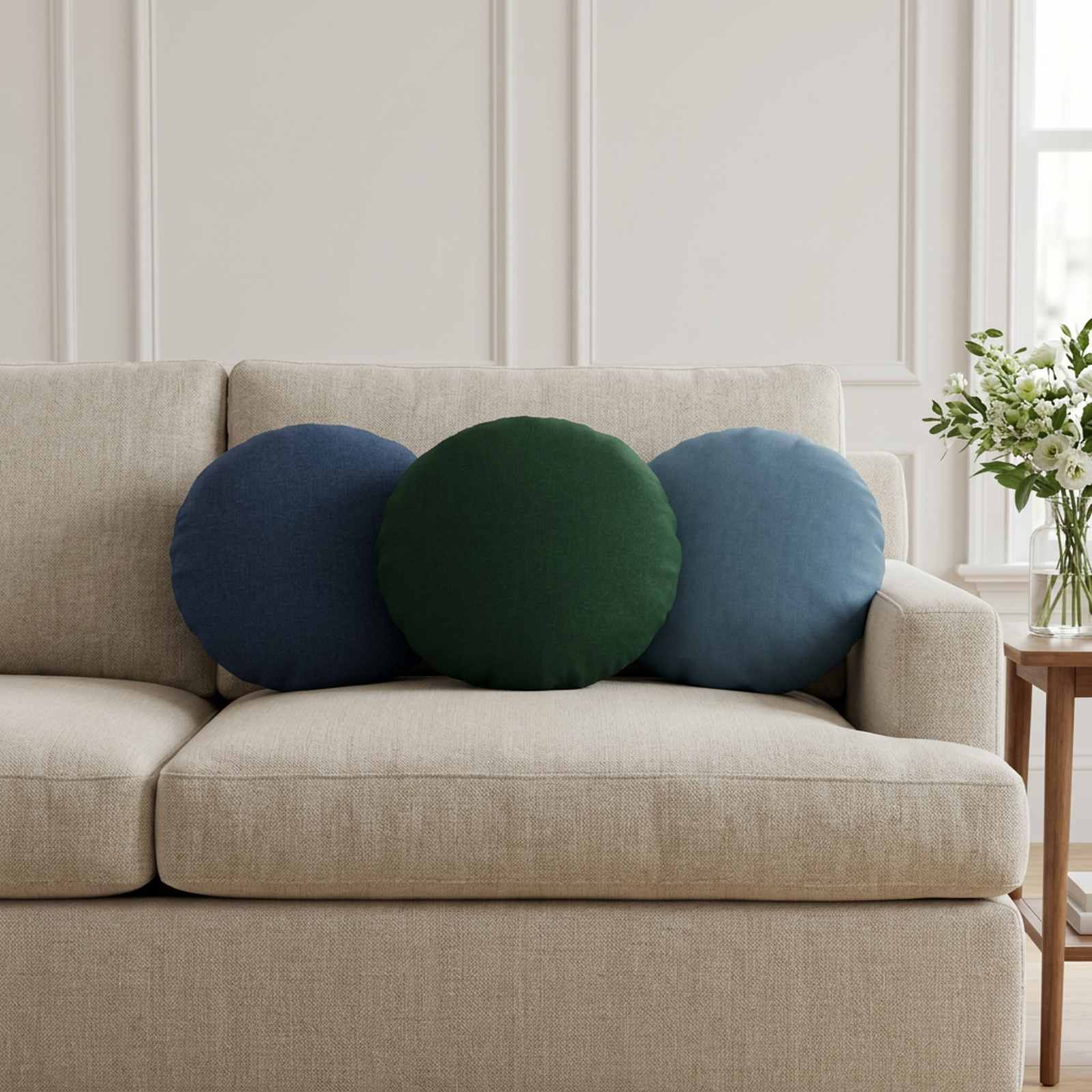 Throw Pillow 2 pcs HEERLEN Dark Green Ø 40 cm Fabric