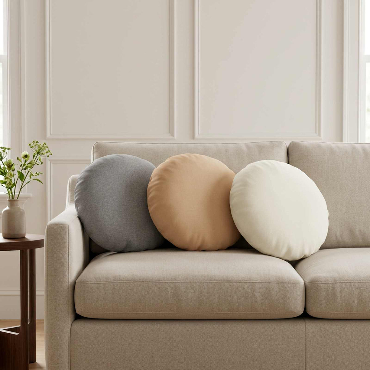 Throw Pillow 2 pcs HEERLEN Cloud Grey Ø 40 cm Fabric