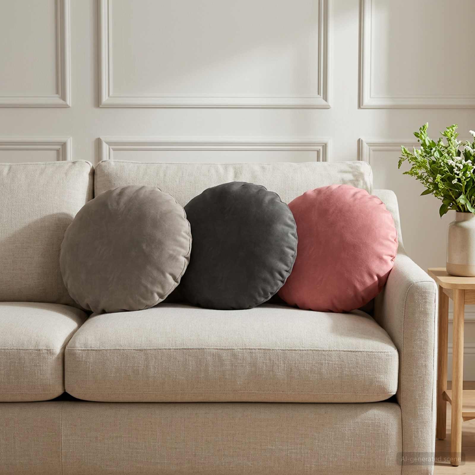Cushion with Pillow HEERLEN 2 pcs Light Grey Velvet