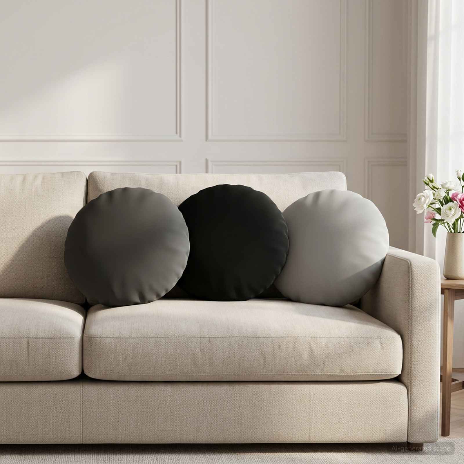 Cushion with Pillow HEERLEN 6 pcs Black Polyester