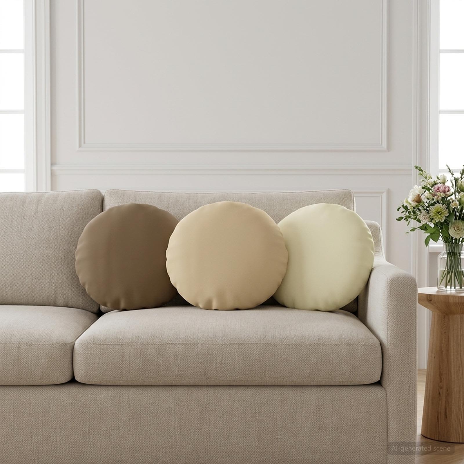 Cushion with Pillow HEERLEN 6 pcs Beige Polyester