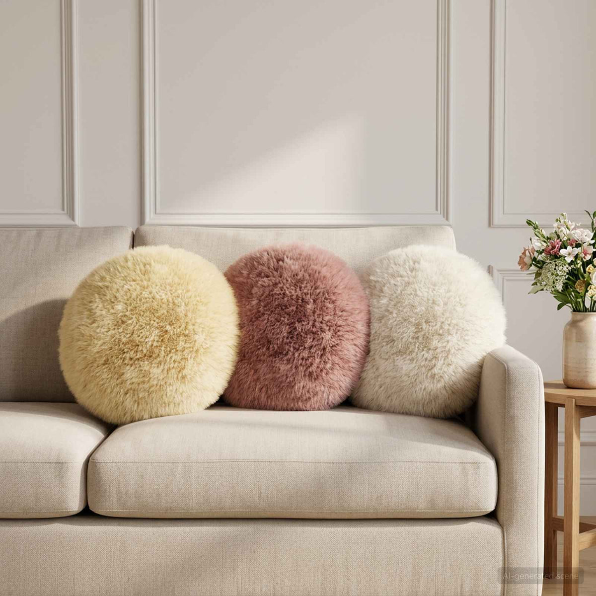 Cushion with Pillow HEERLEN 6 pcs White PV Fleece