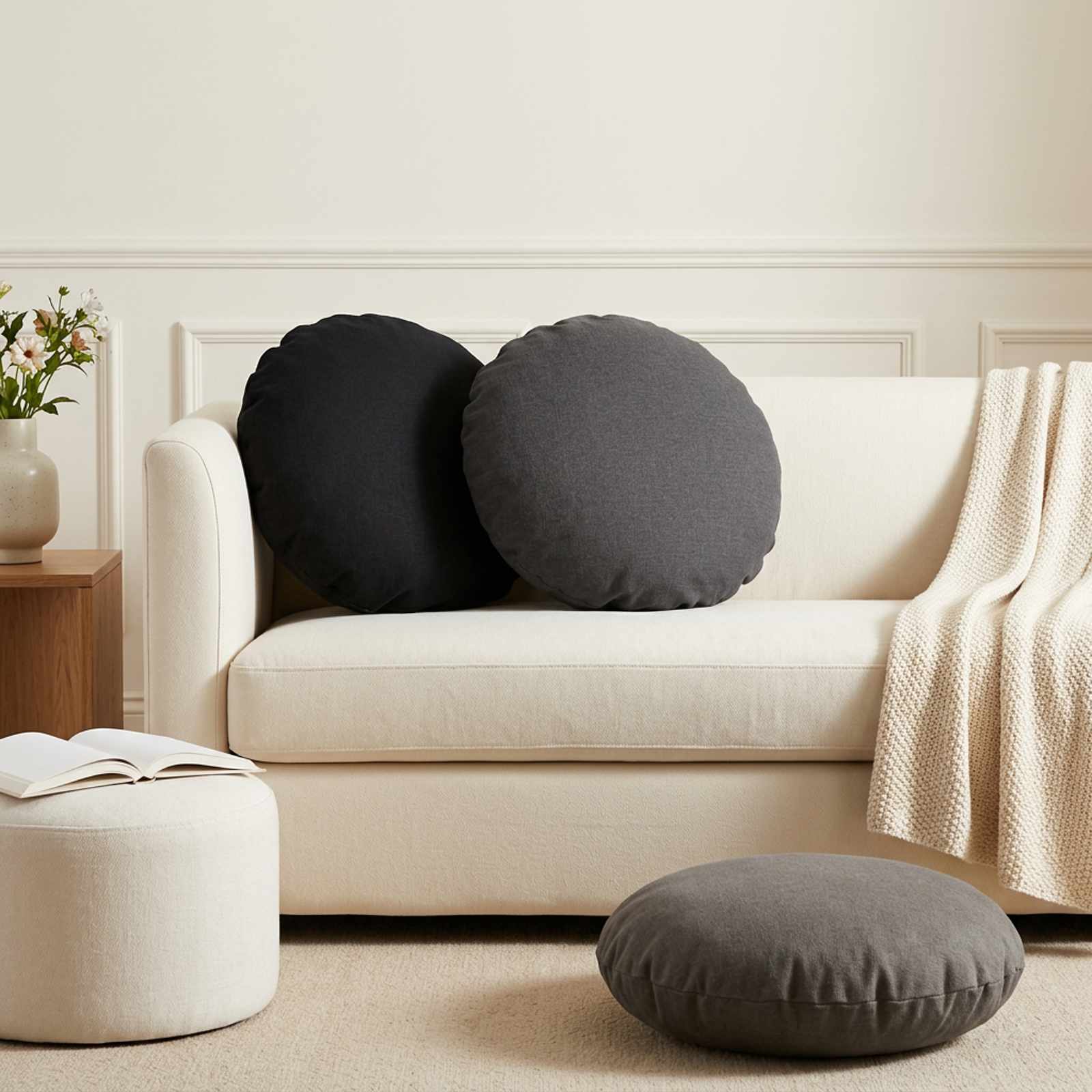 Throw Pillow 6 pcs HEERLEN Dark Grey Ø 50 cm Fabric