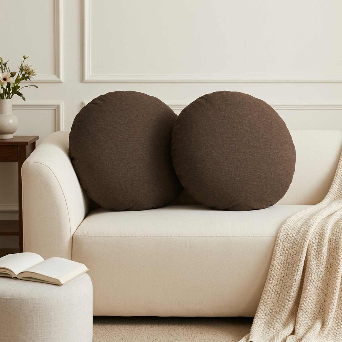 Cushion with Pillow HEERLEN 2 pcs Brown Fabric