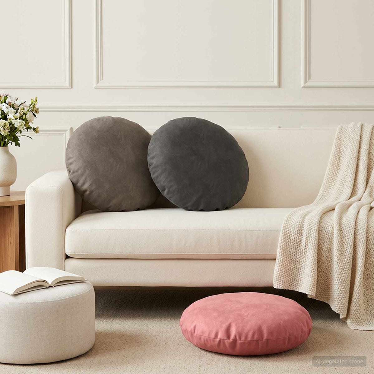 Cushion with Pillow HEERLEN 2 pcs Light Grey Velvet