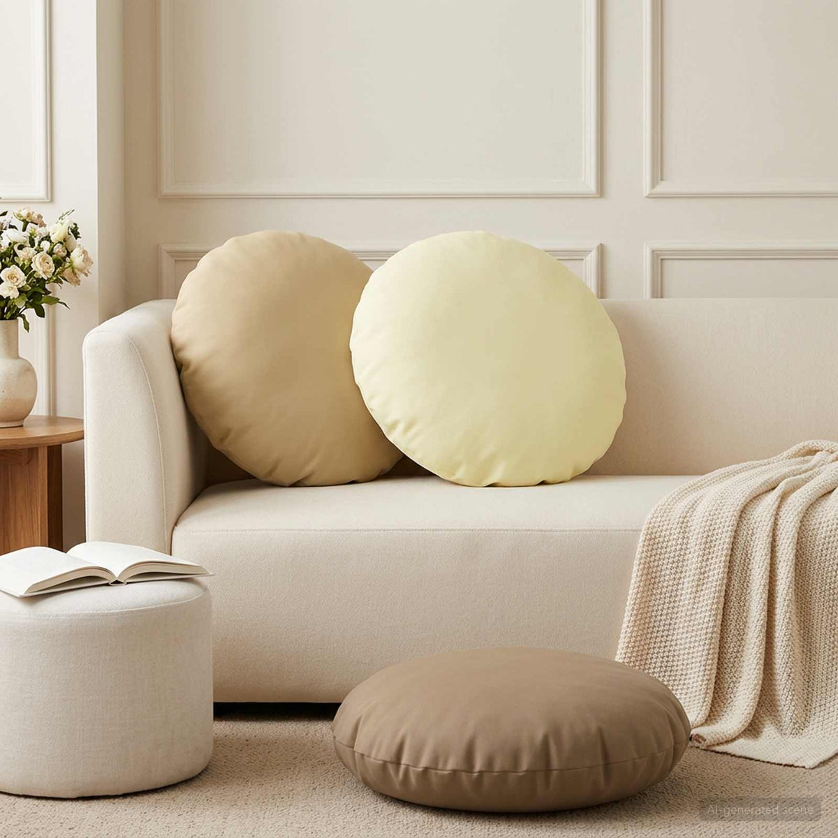 Cushion with Pillow HEERLEN 6 pcs Cream Polyester