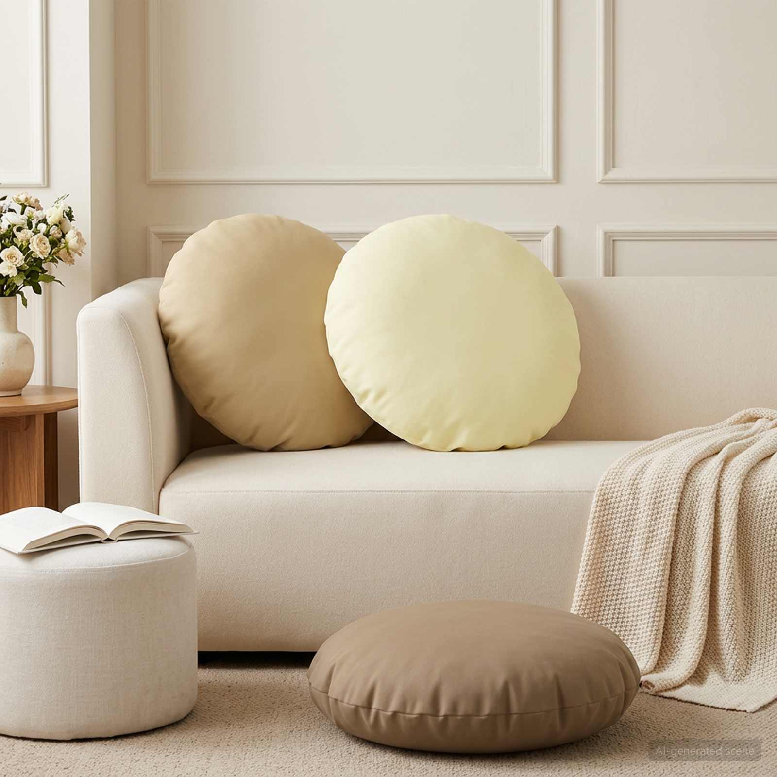 Cushion with Pillow HEERLEN 6 pcs Beige Polyester