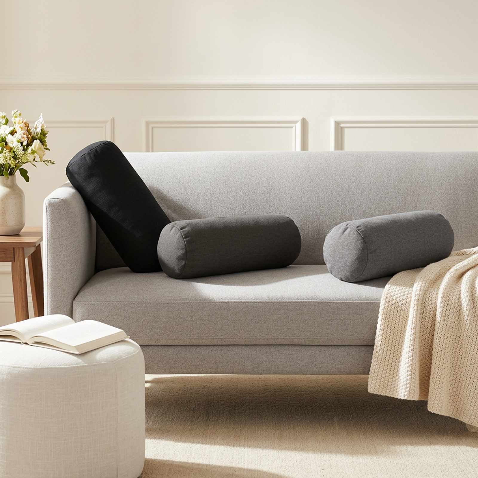 Cushion with Pillow HEERLEN 2 pcs Black Fabric