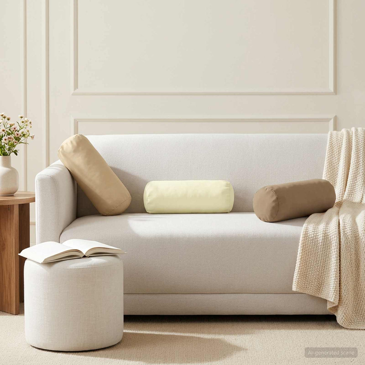 Cushion with Pillow HEERLEN 2 pcs Beige Polyester