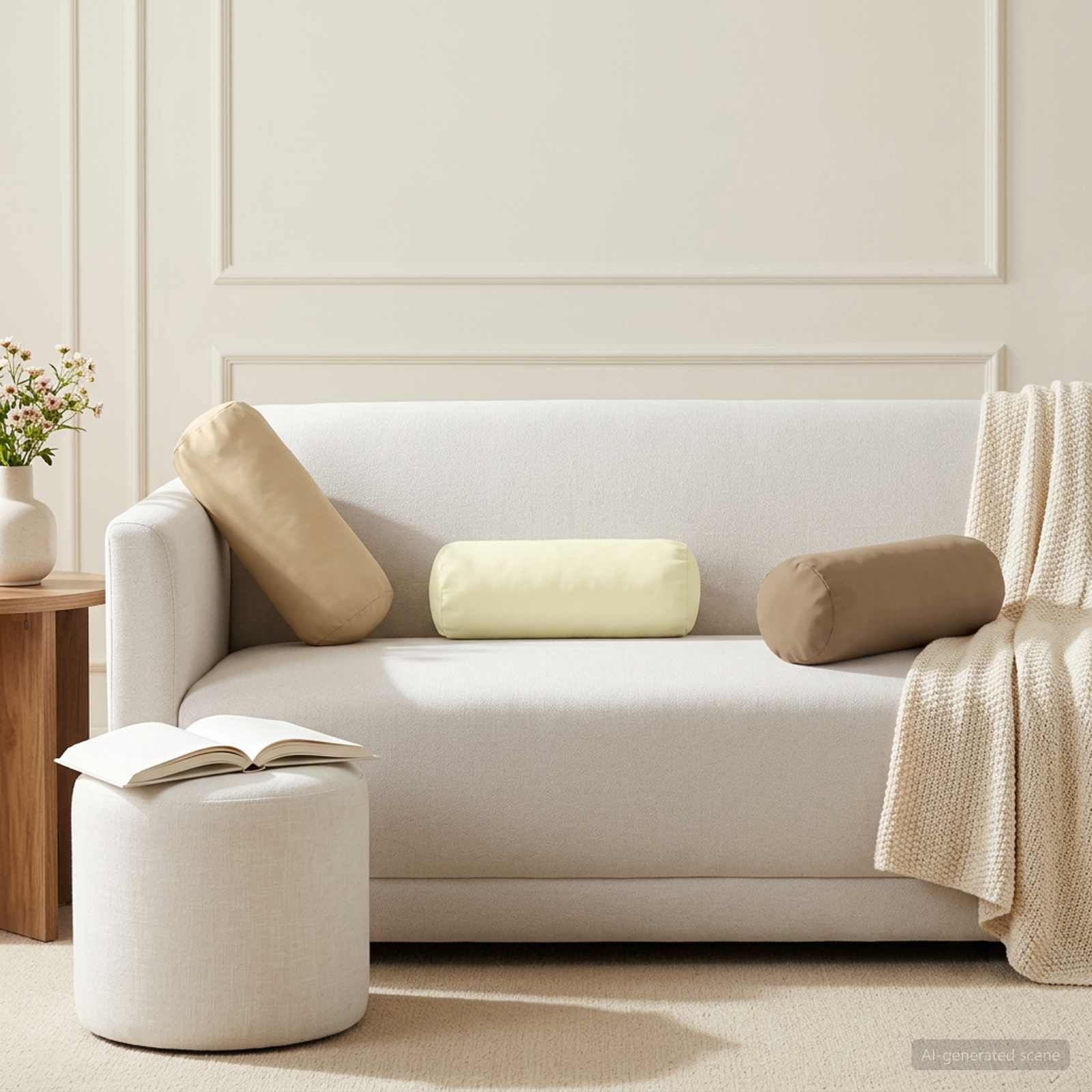 Cushion with Pillow HEERLEN 2 pcs Beige Polyester
