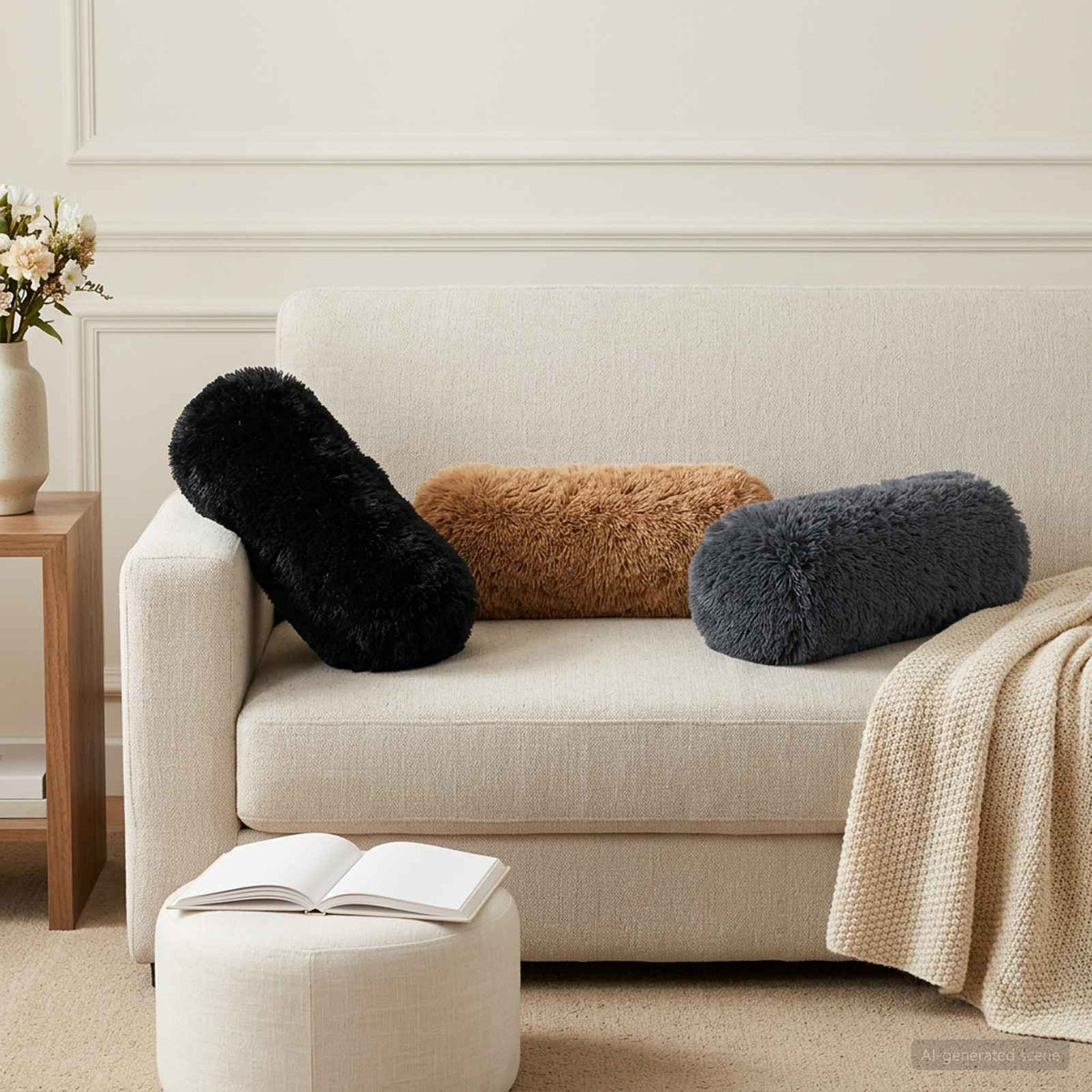 Cushion with Pillow HEERLEN 2 pcs Black PV Fleece