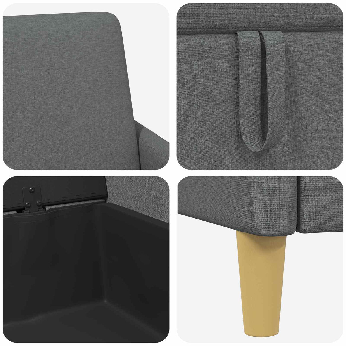 Sofa with Storage Dark Grey 152 x 78 x 87 cm Polyester