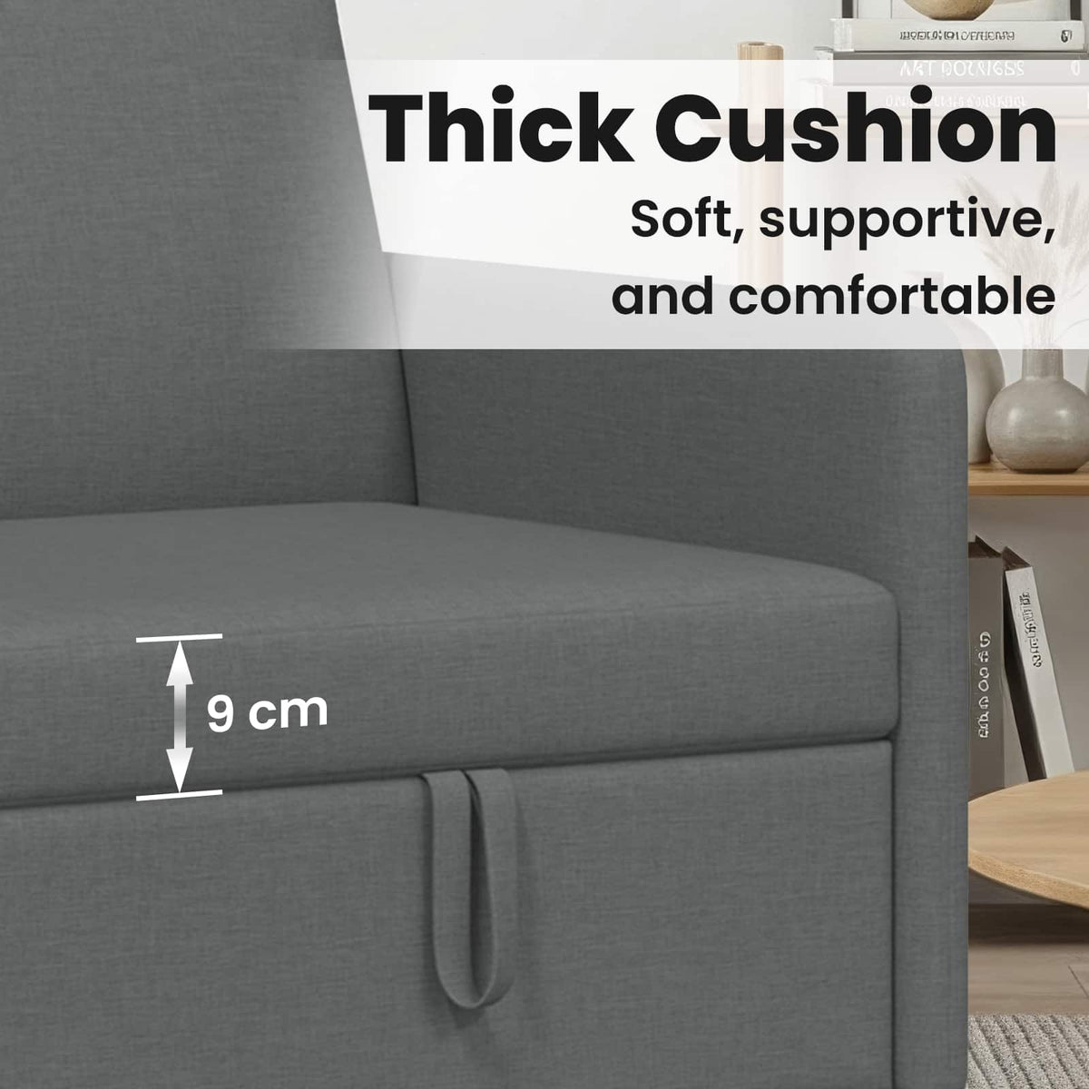 Sofa with Storage Dark Grey 152 x 78 x 87 cm Polyester
