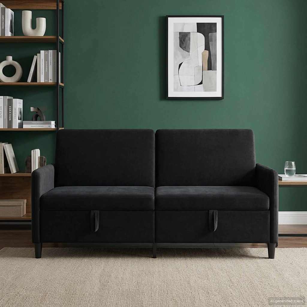 Sofa with Storage Black 172 x 78 x 87 cm Polyester