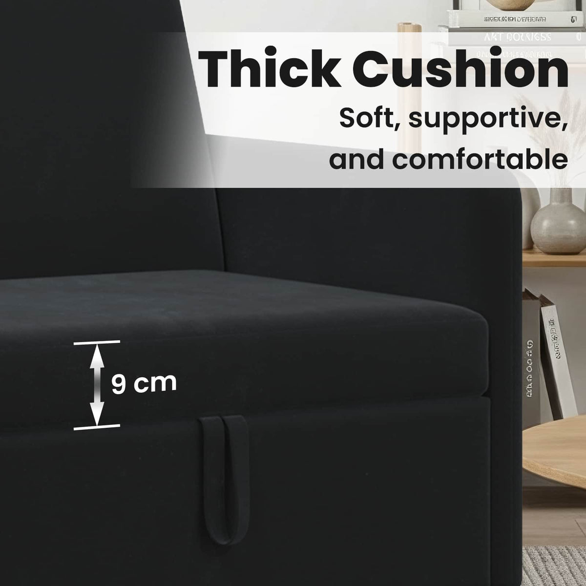 Sofa with Storage Black 172 x 78 x 87 cm Polyester