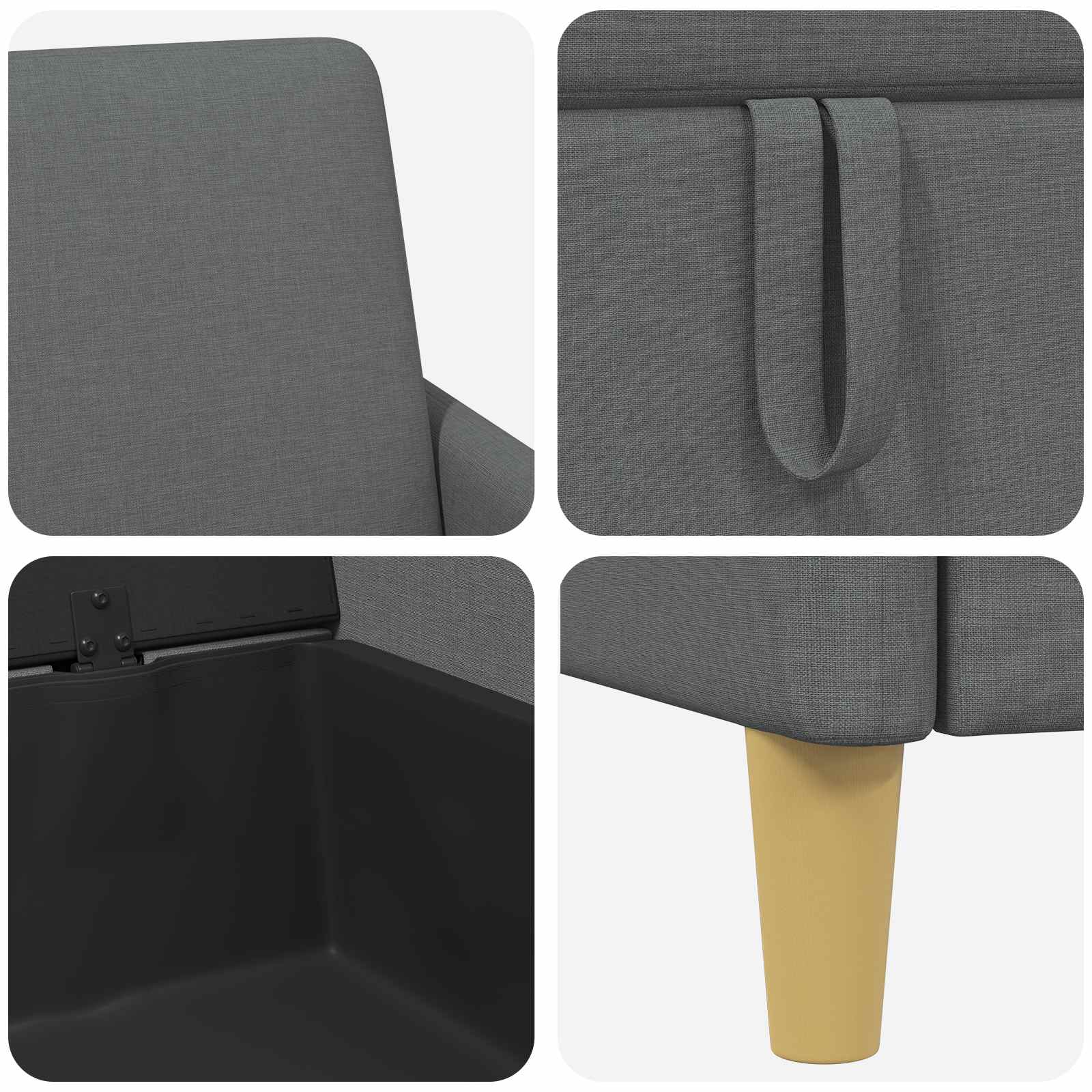 Sofa with Storage Dark Grey 192 x 78 x 87 cm Polyester