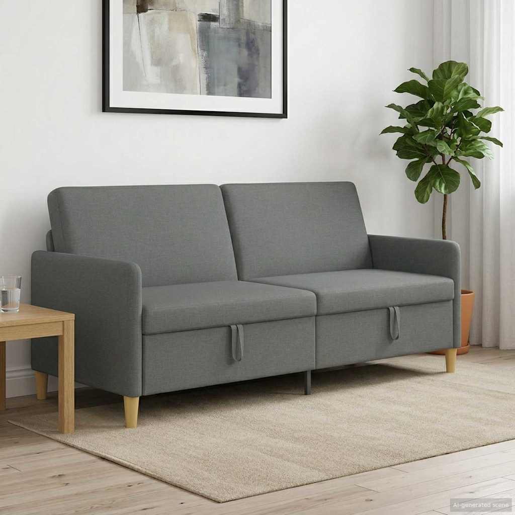Sofa with Storage Dark Grey 192 x 78 x 87 cm Polyester