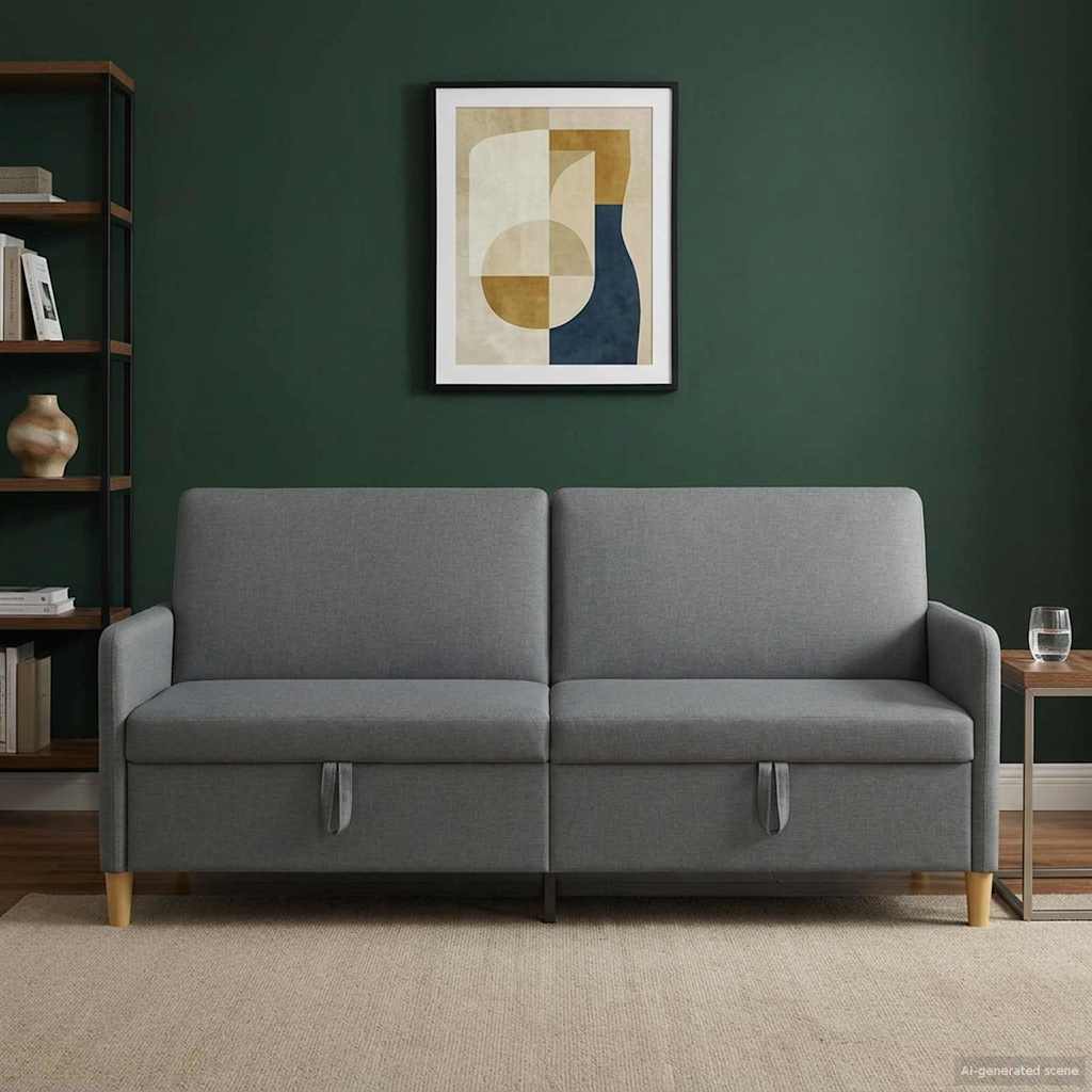 Sofa with Storage Dark Grey 192 x 78 x 87 cm Polyester