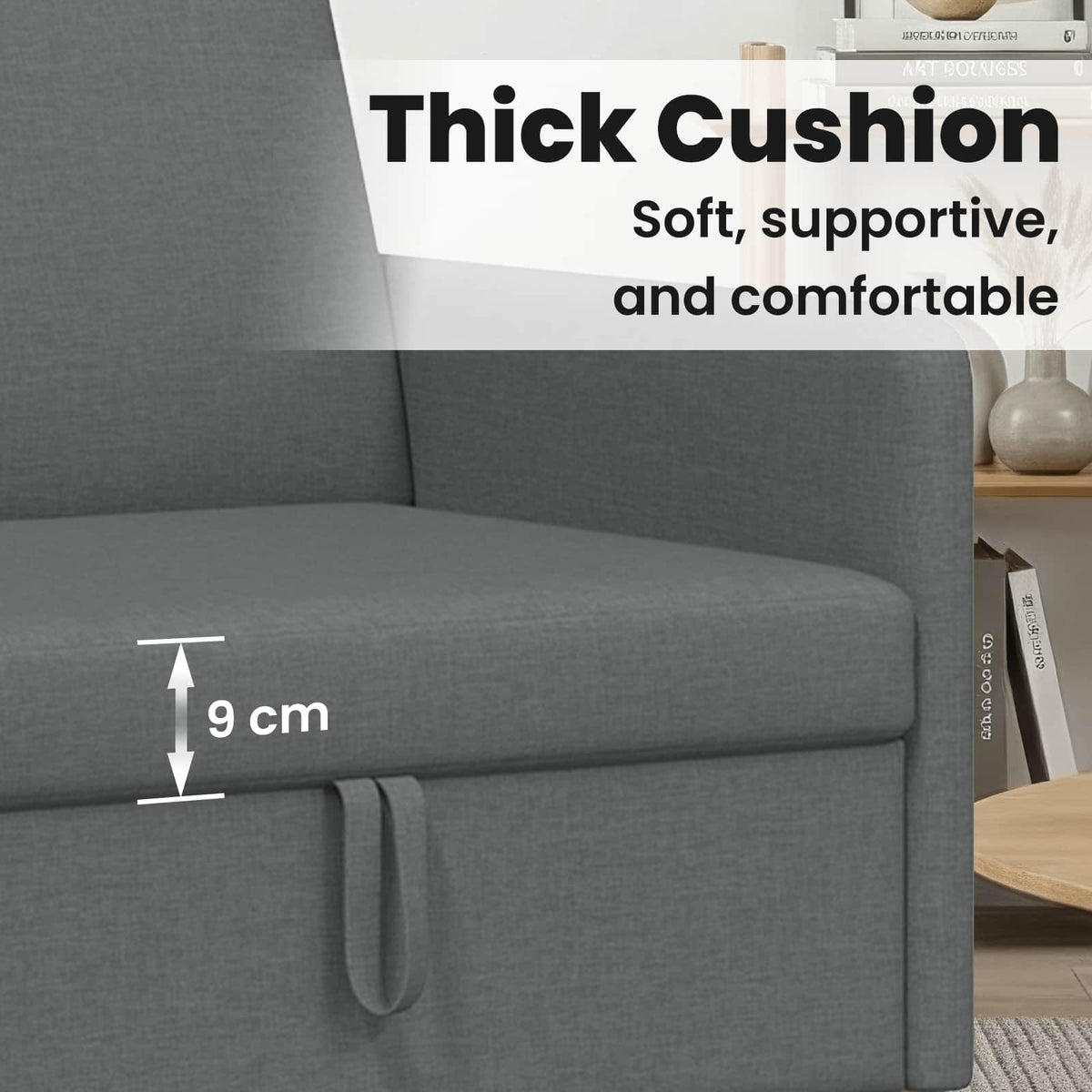 Sofa with Storage Dark Grey 192 x 78 x 87 cm Polyester