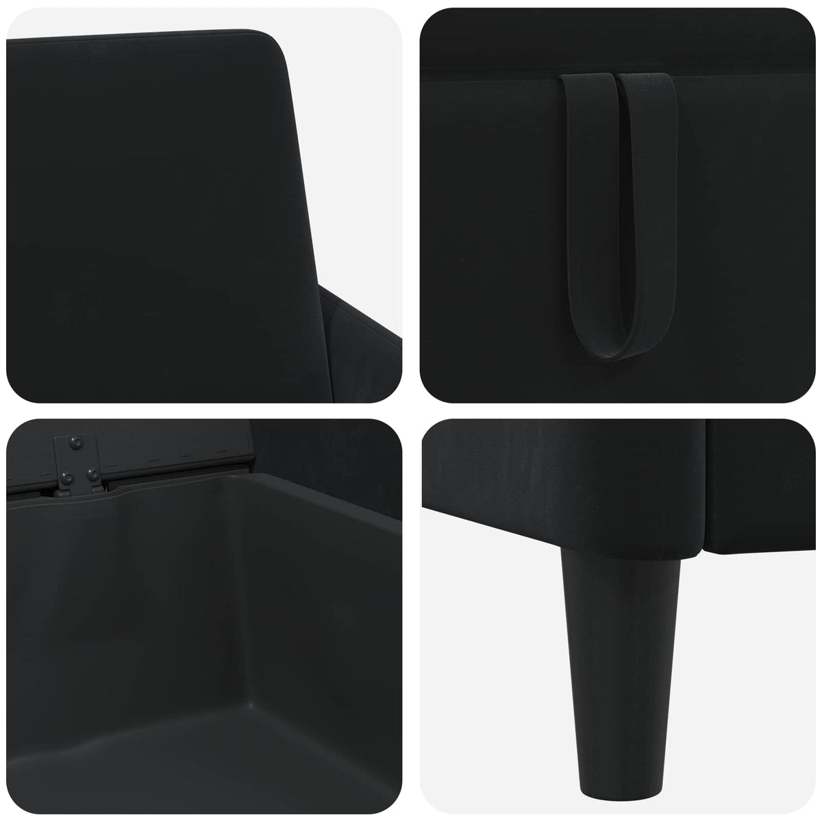 Sofa With Storage Black 192 x 78 x 87 cm Polyester