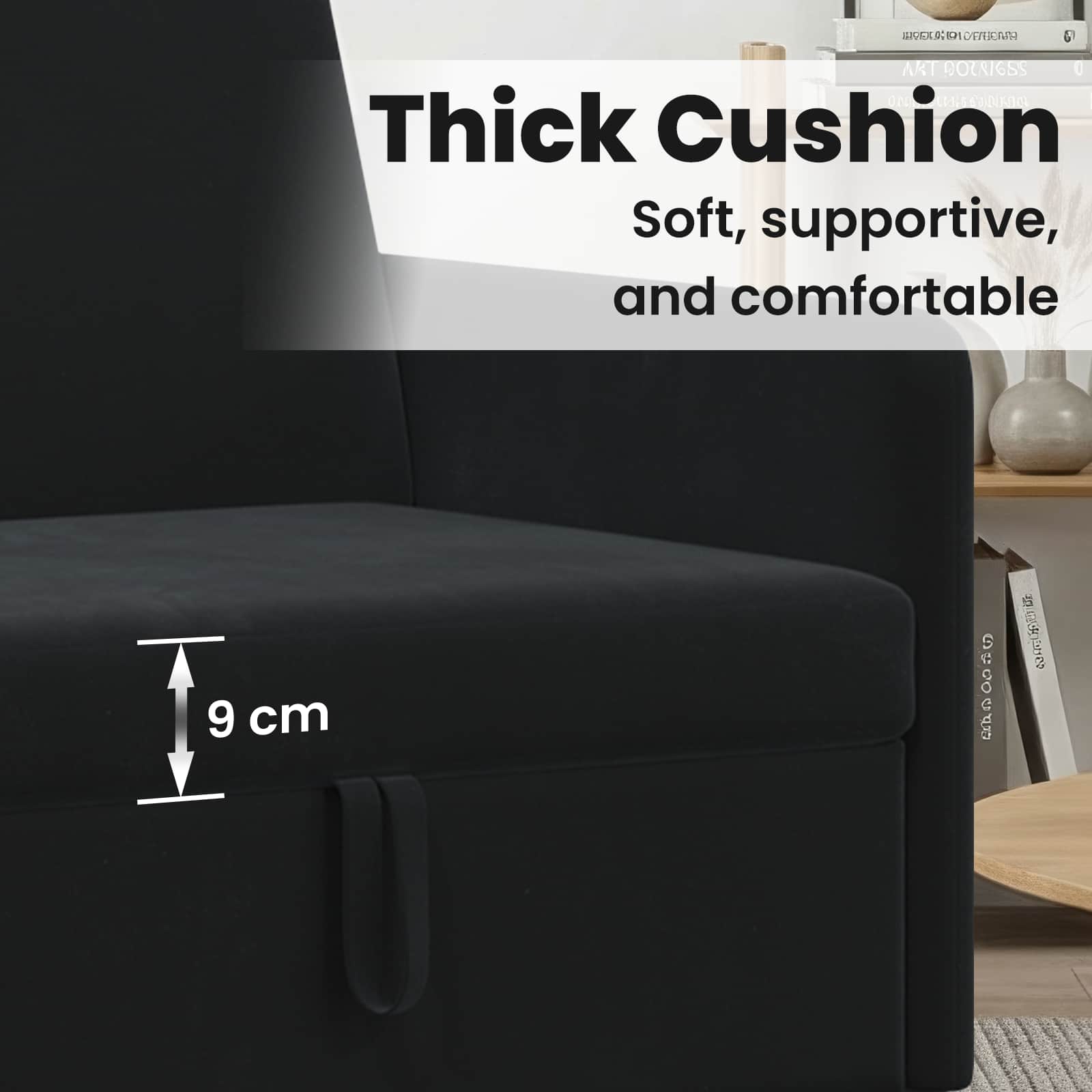 Sofa with Storage Black 192 x 78 x 87 cm Polyester