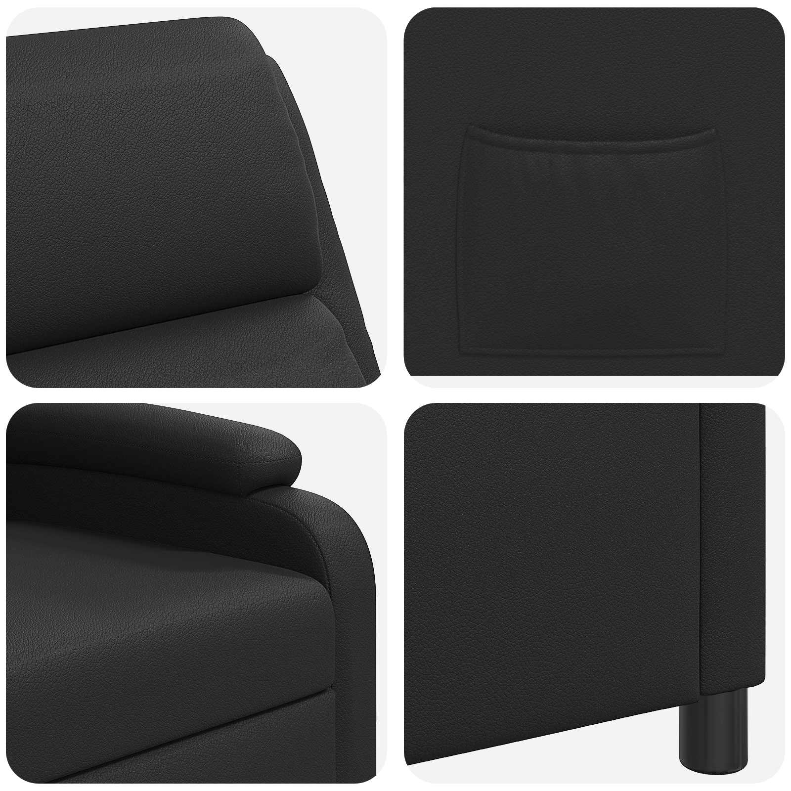 Recliner Black Faux Leather