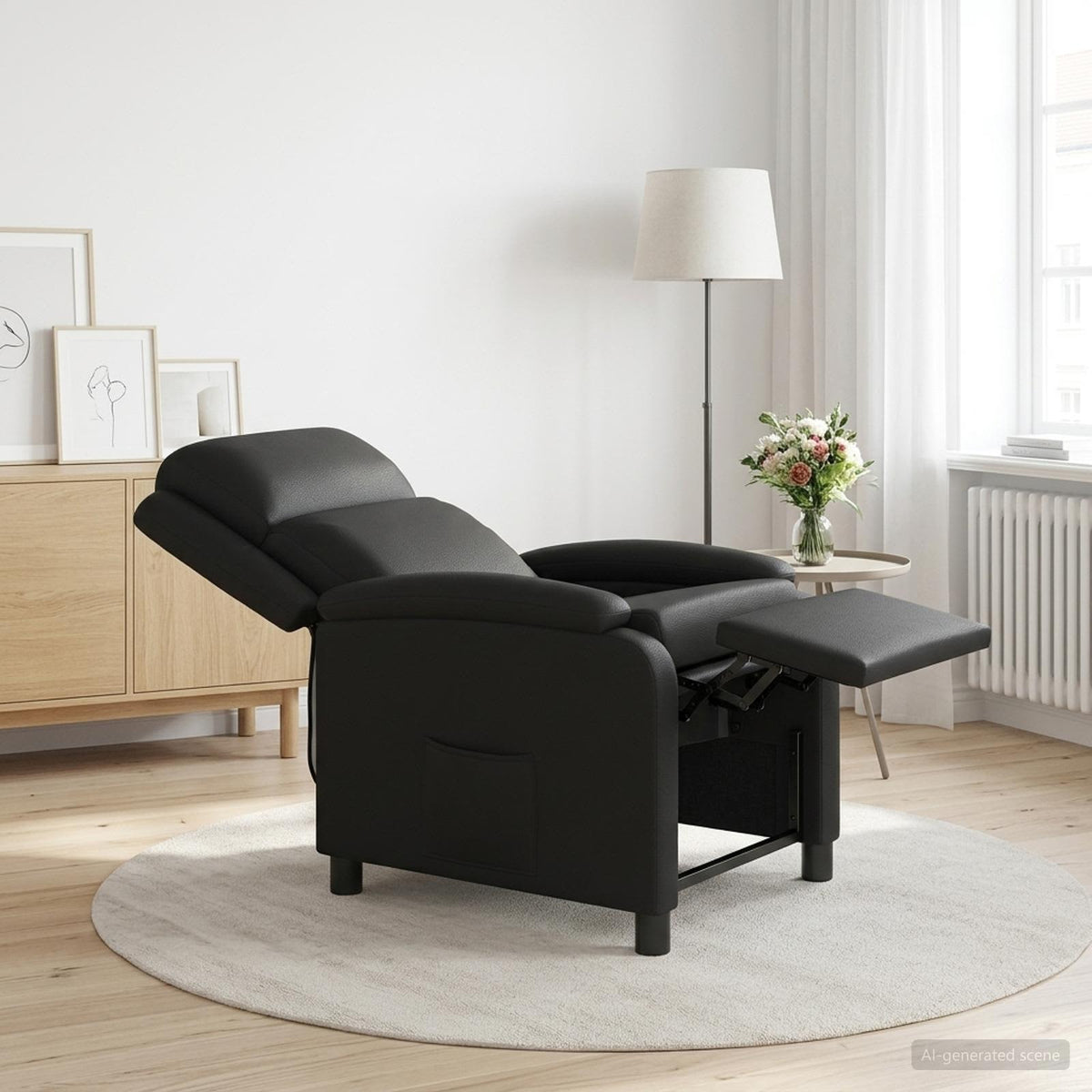 Recliner Black Faux Leather