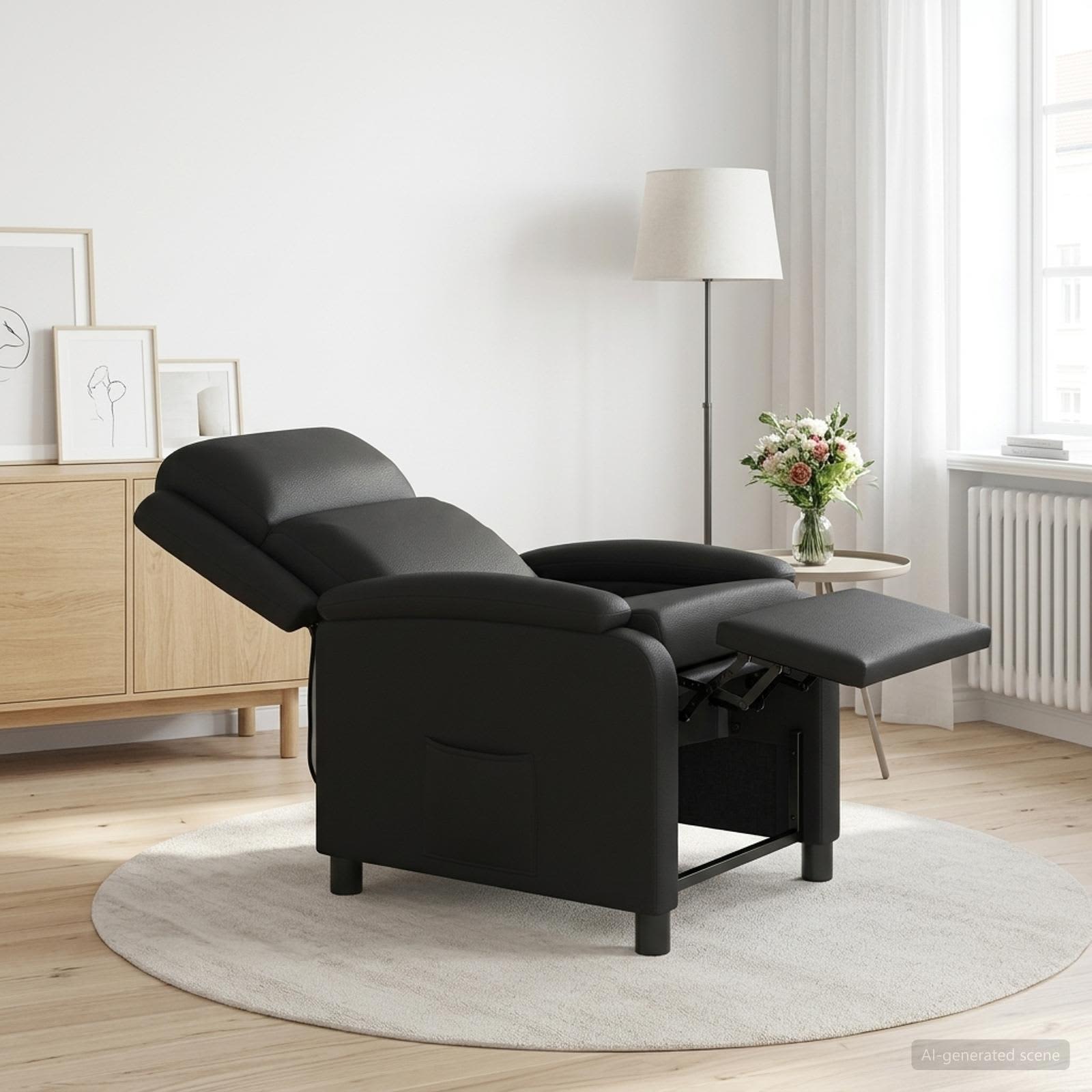 Recliner Black Faux Leather