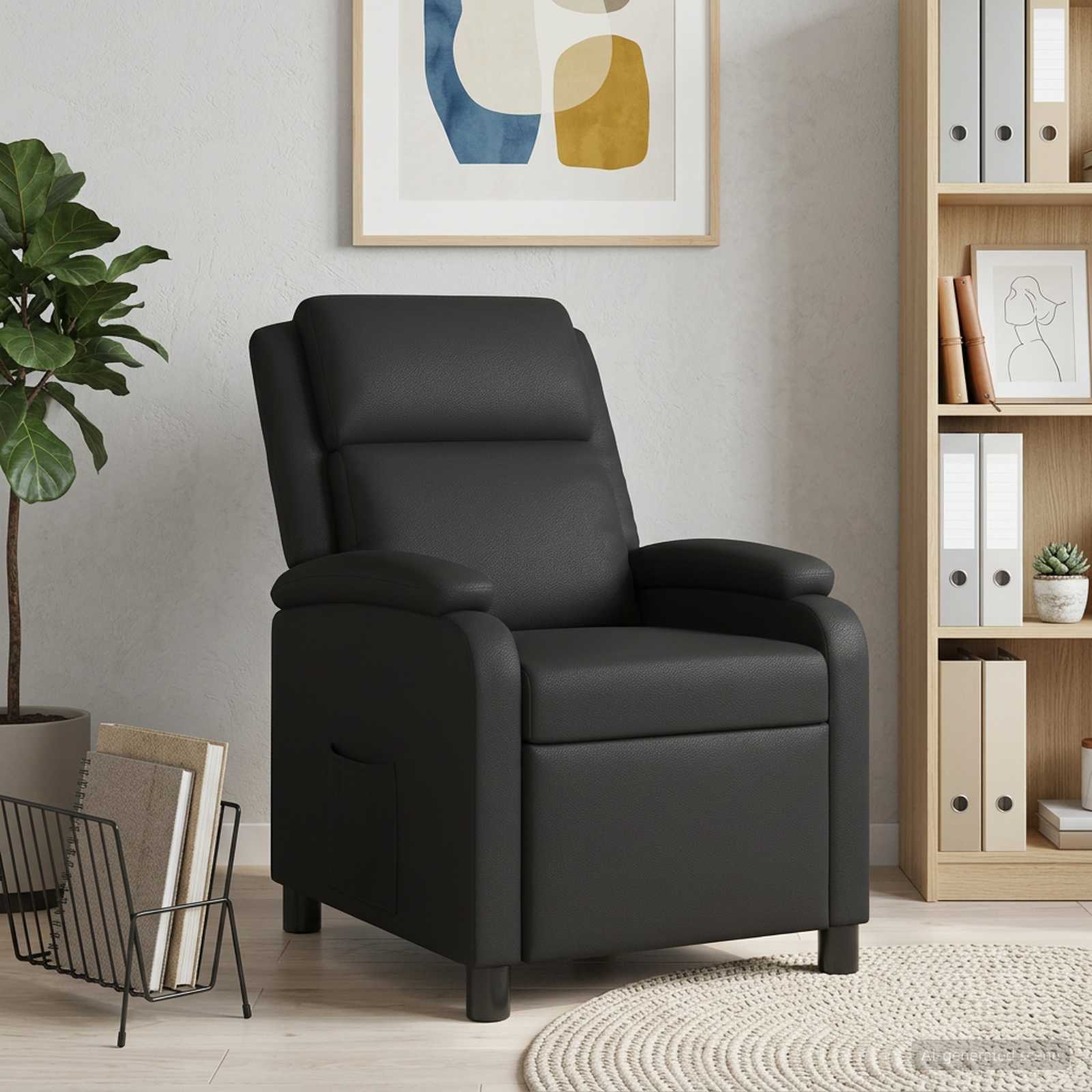 Recliner Black Faux Leather