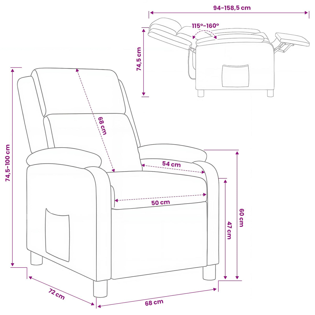 Recliner Black Faux Leather