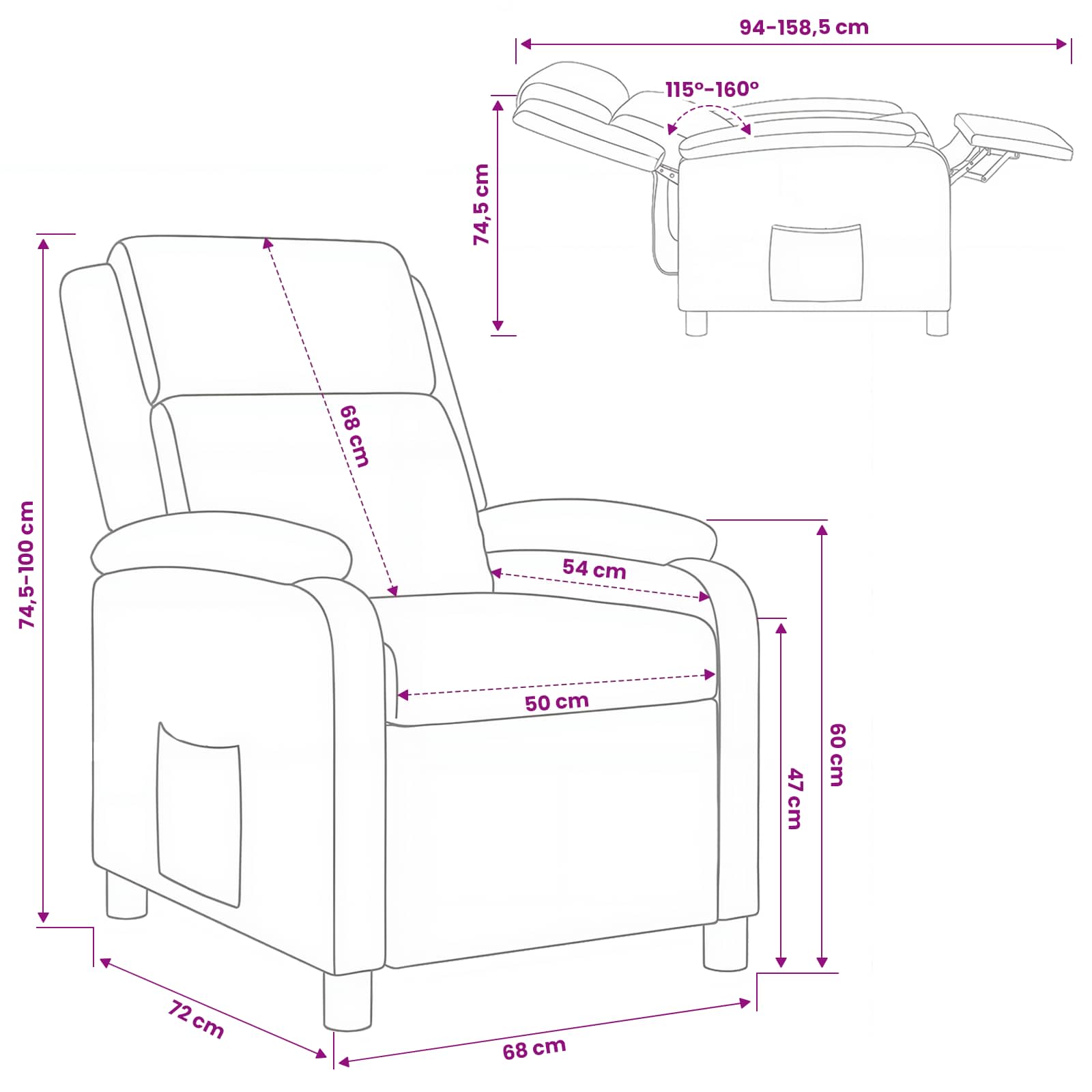 Recliner Black Faux Leather
