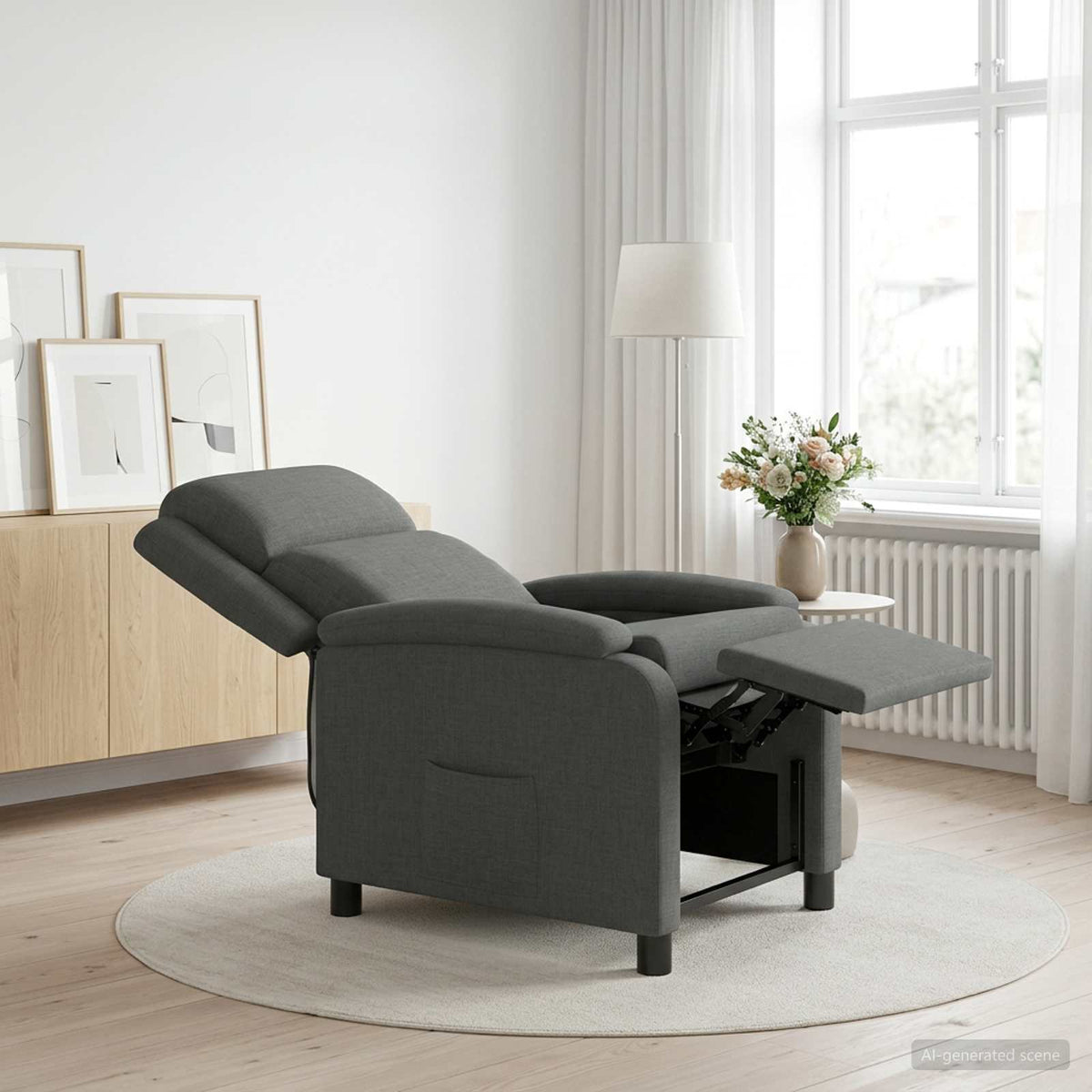 Recliner Dark Grey Fabric