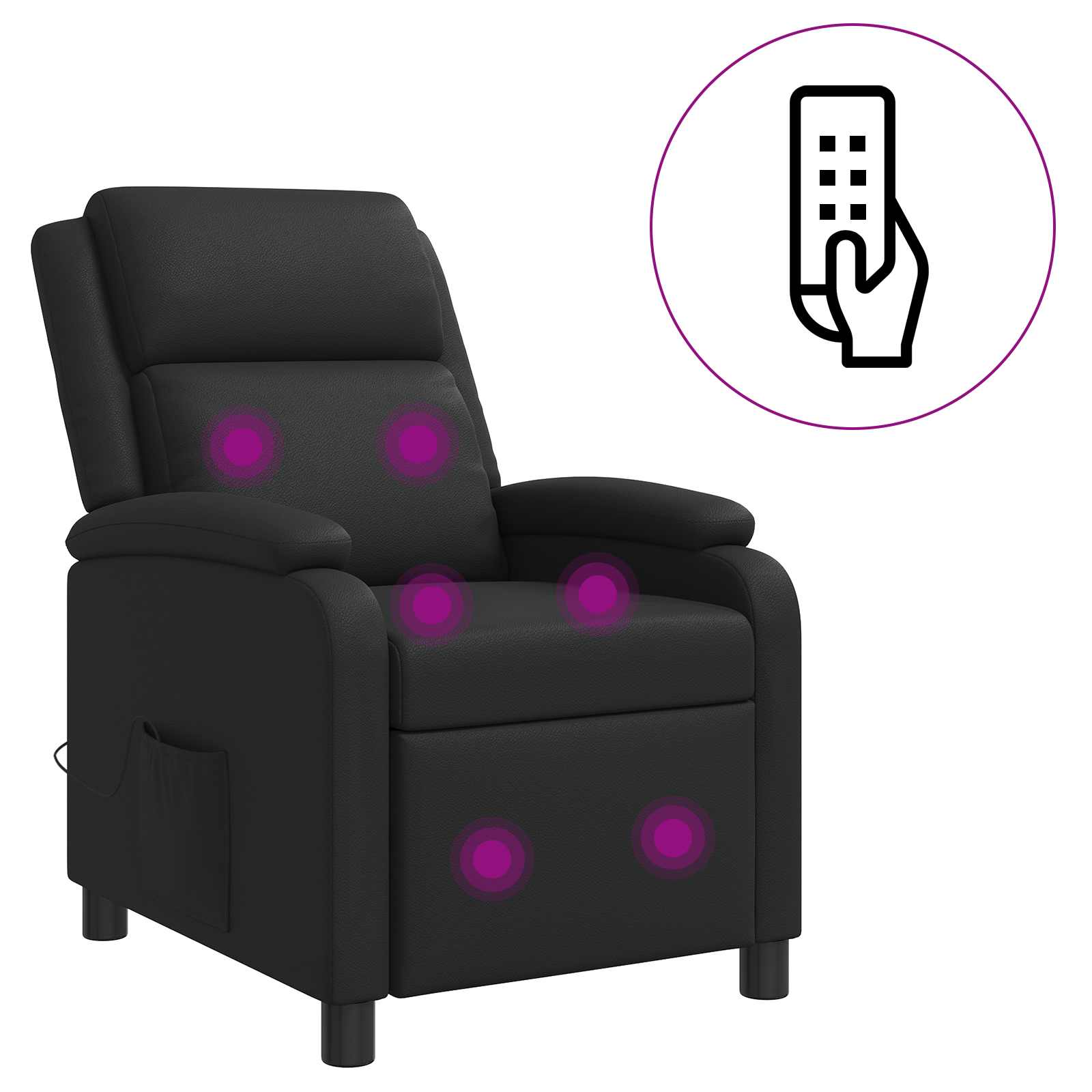 Massage Recliner Black Faux Leather
