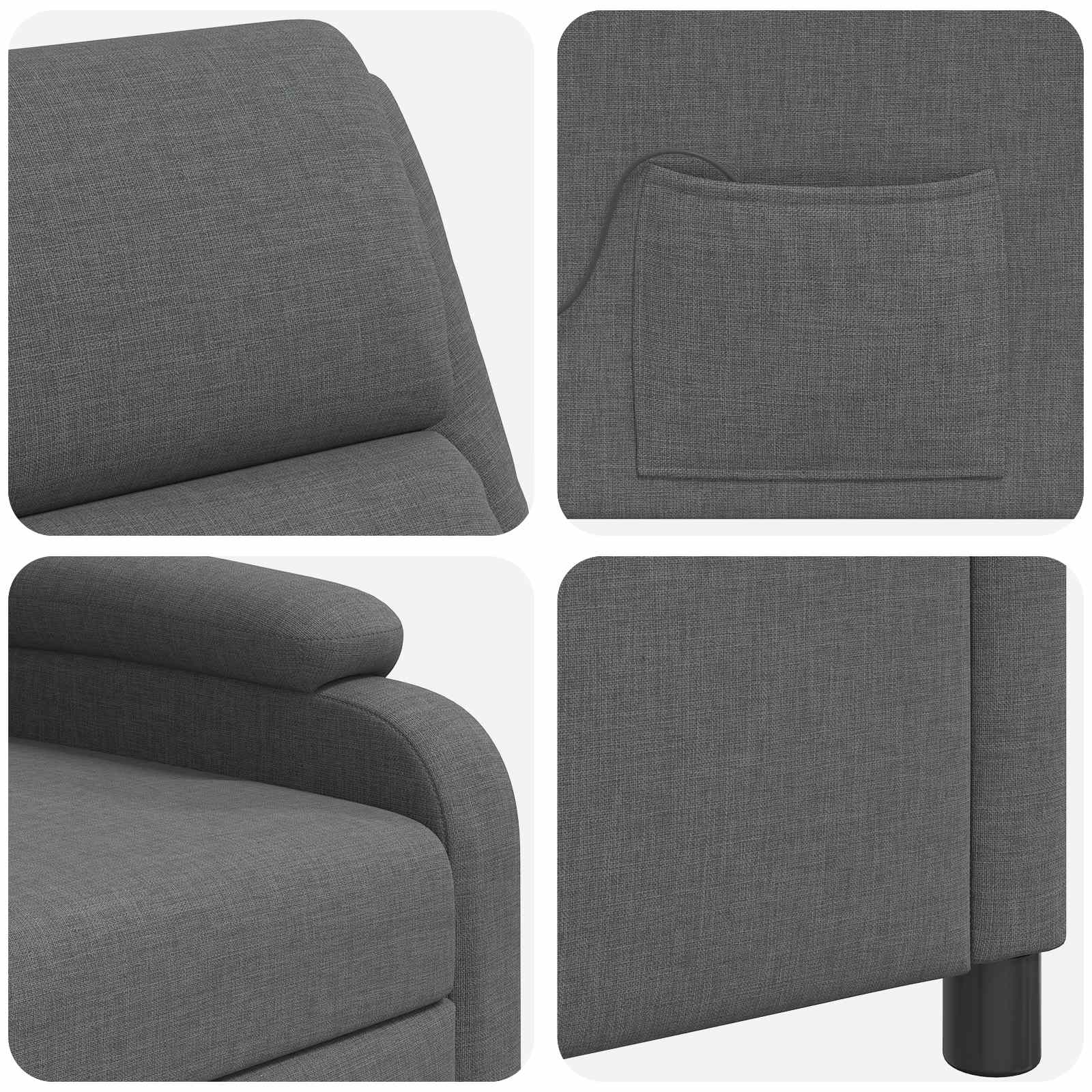 Massage Recliner Dark Grey Fabric