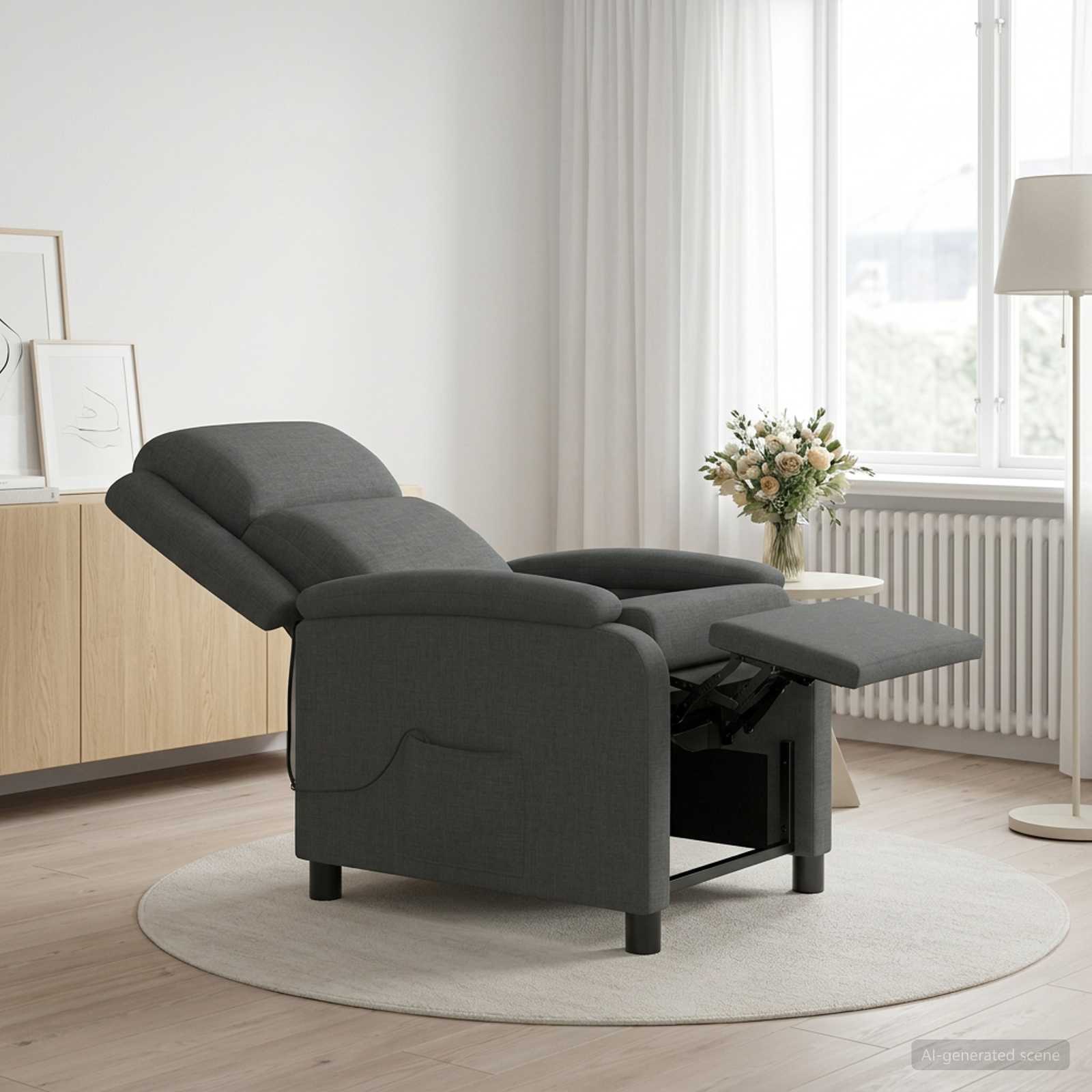 Massage Recliner Dark Grey Fabric