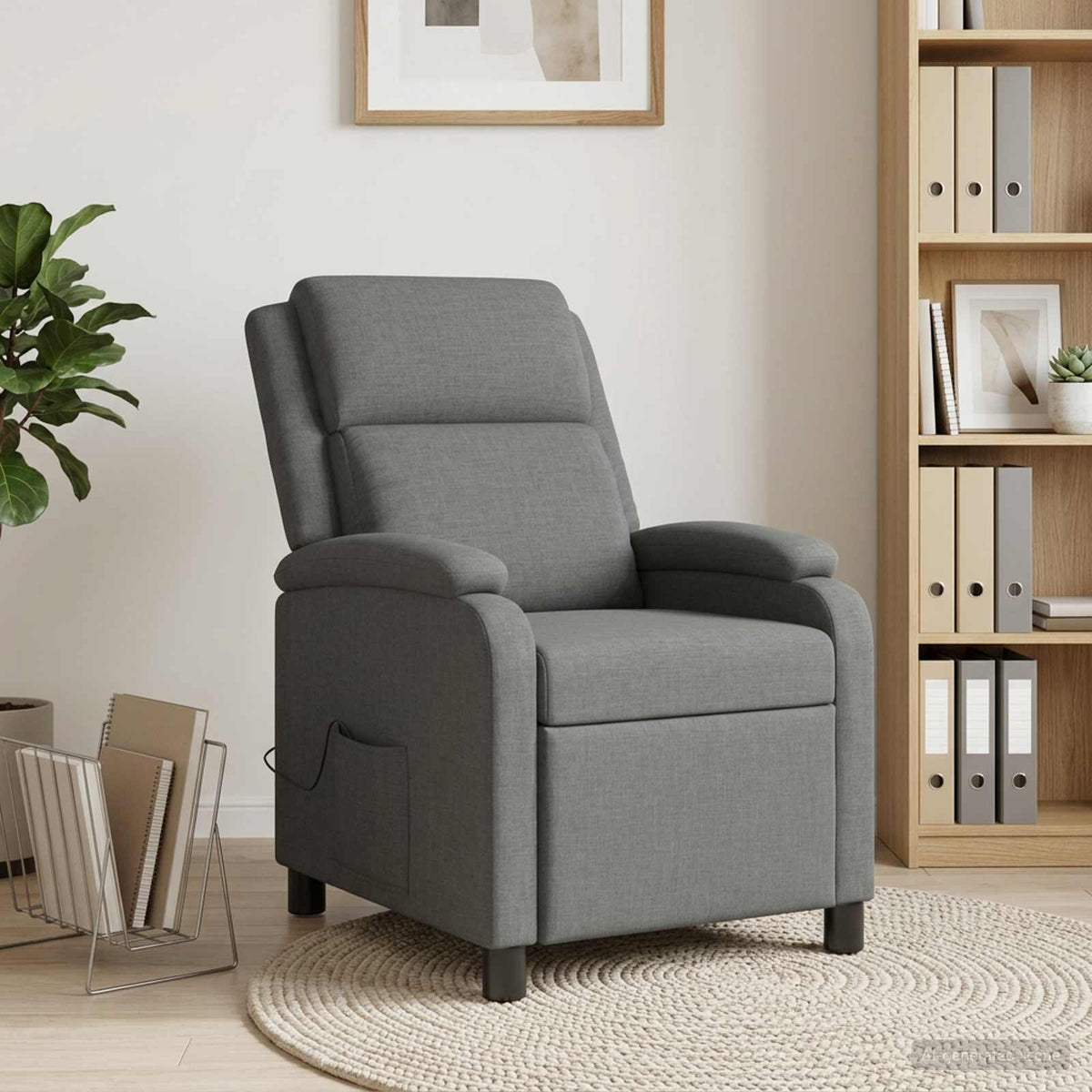 Massage Recliner Dark Grey Fabric