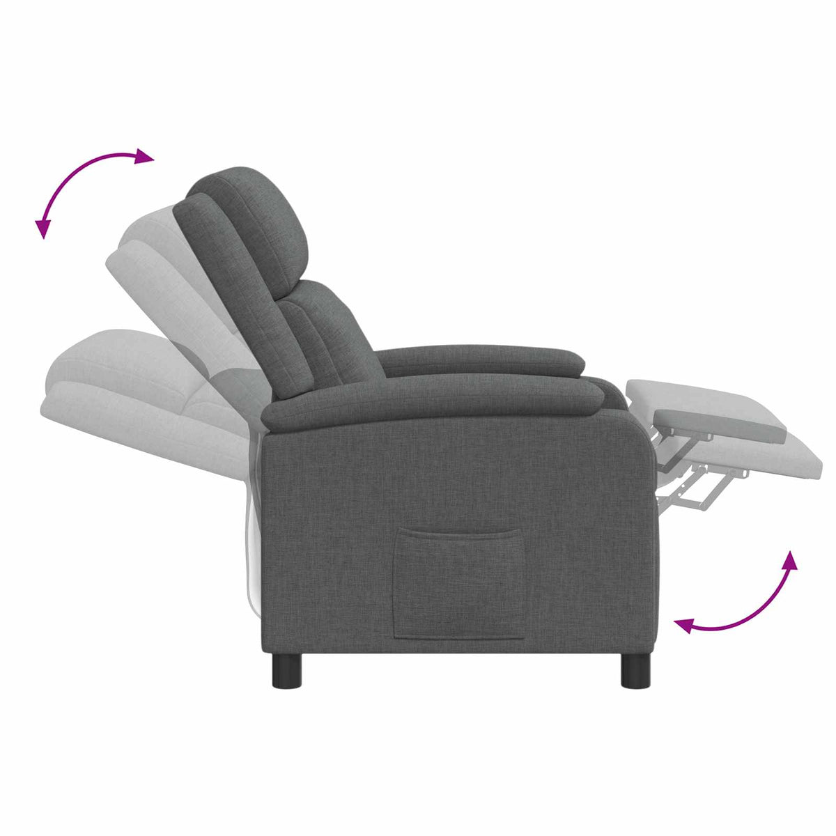 Massage Recliner Dark Grey Fabric