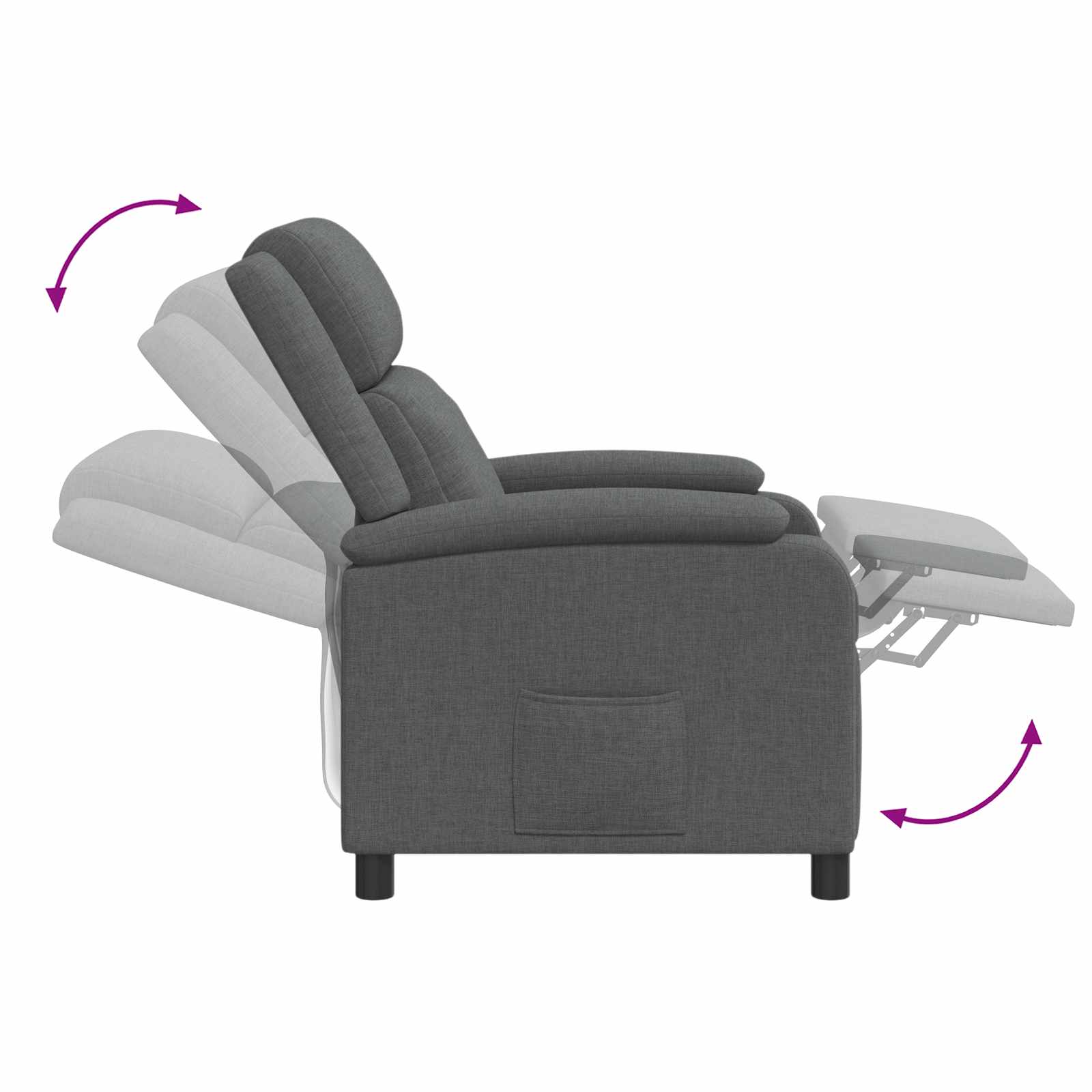 Massage Recliner Dark Grey Fabric
