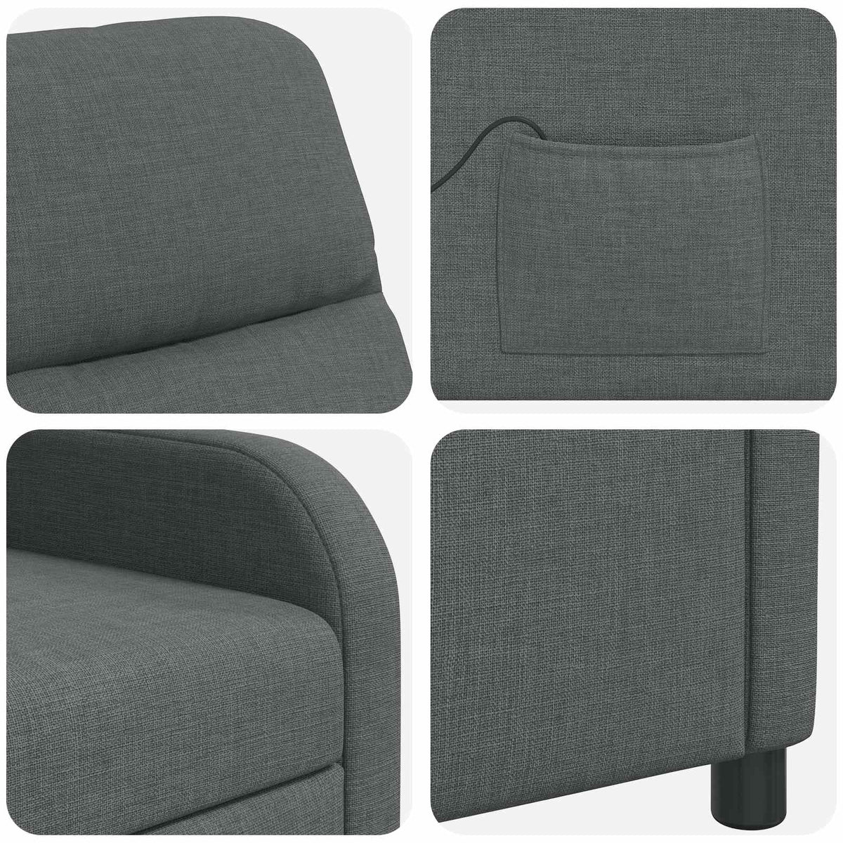 Massage Recliner Dark Grey Fabric