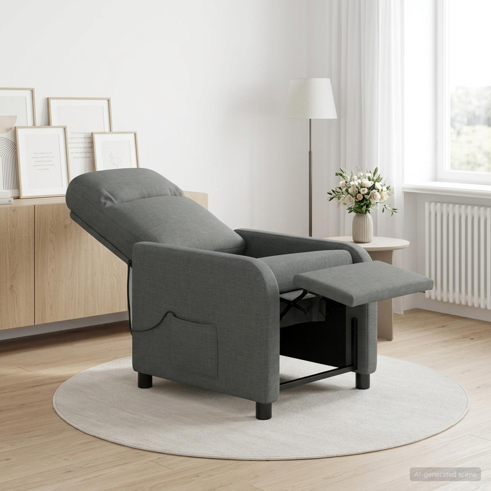 Massage Recliner Dark Grey Fabric