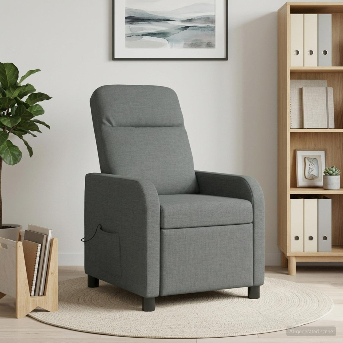 Massage Recliner Dark Grey Fabric