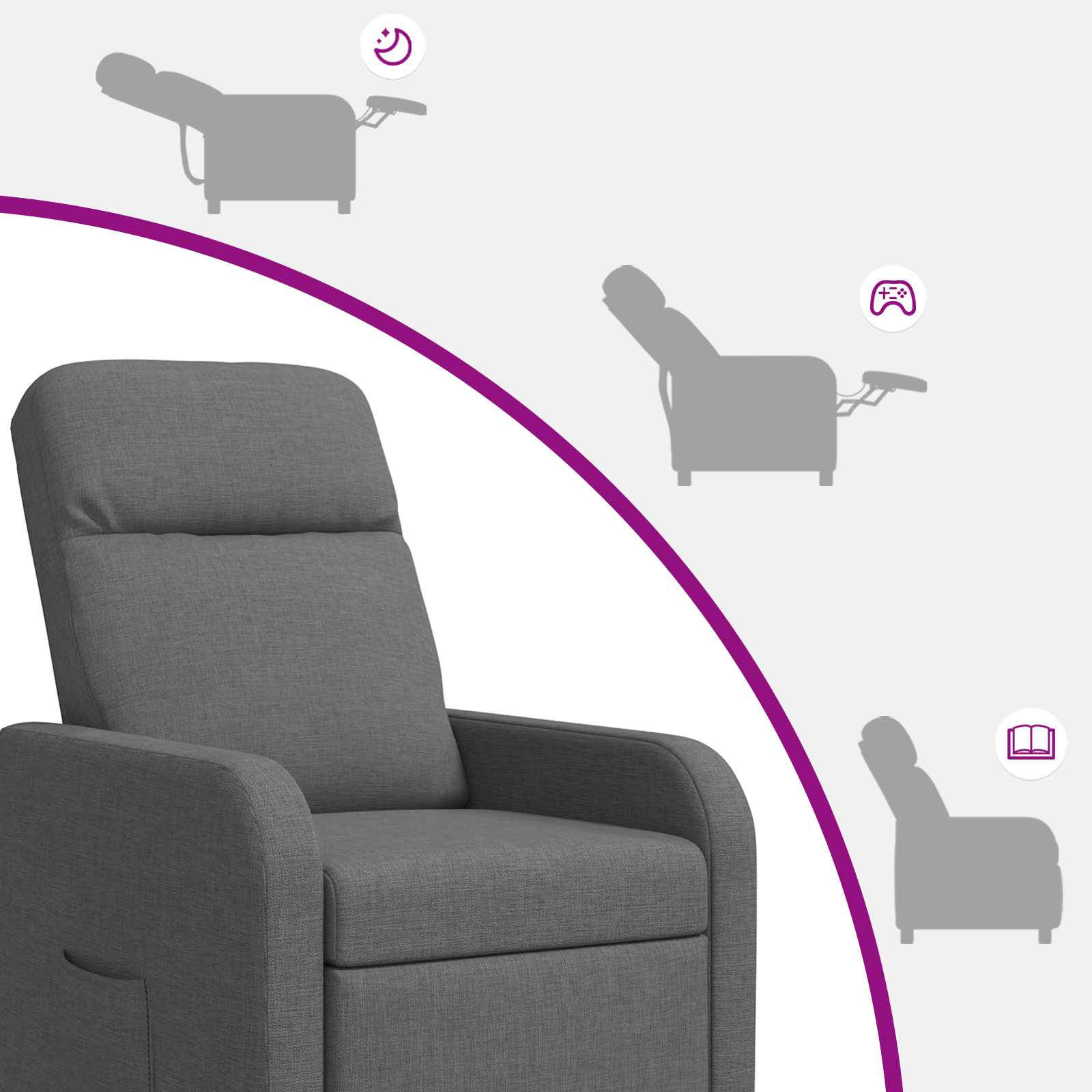 Massage Recliner Dark Grey Fabric
