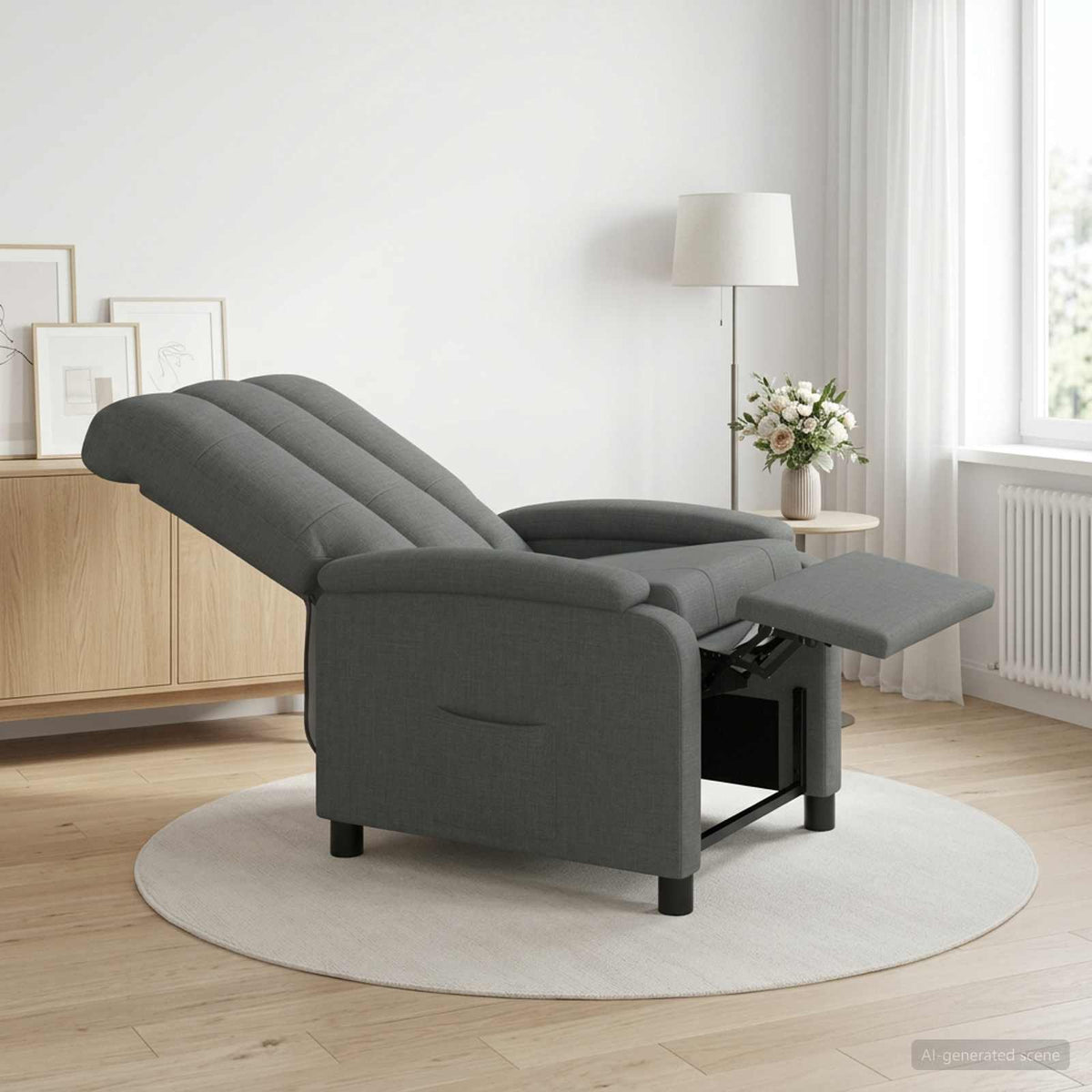 Recliner Dark Grey Fabric