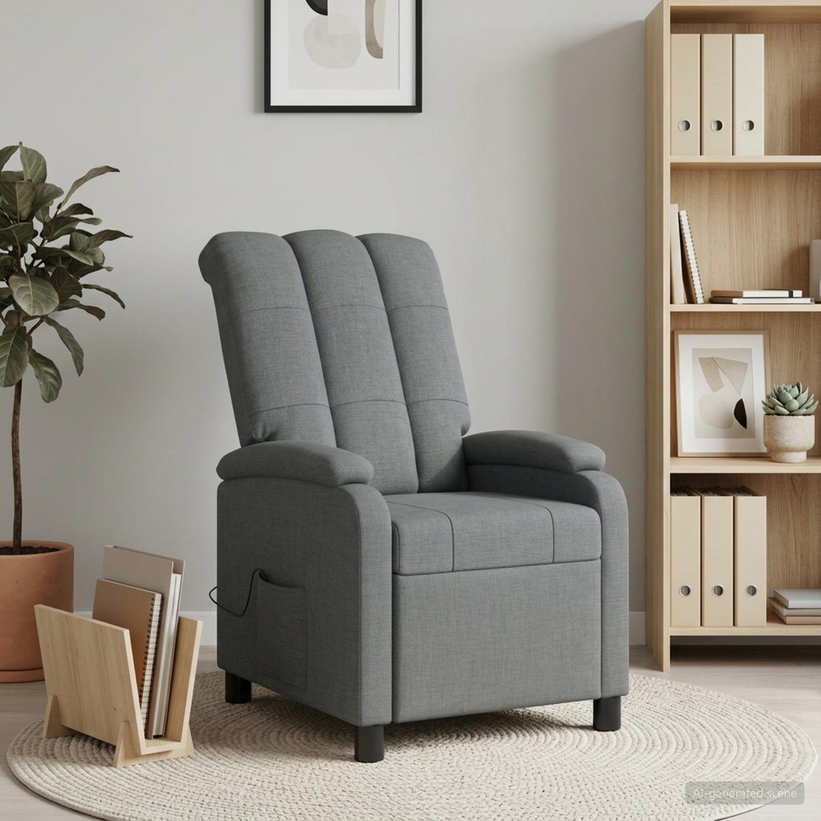 Massage Recliner Dark Grey Fabric