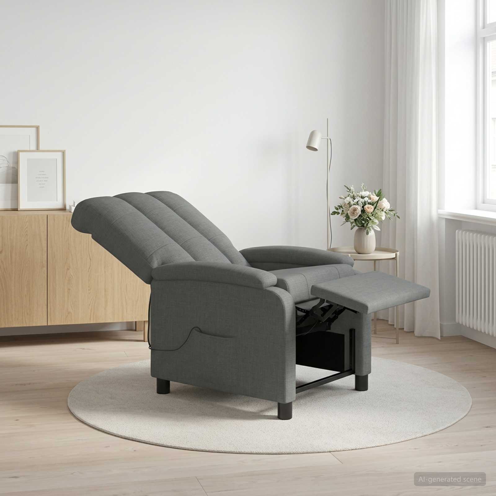 Massage Recliner Dark Grey Fabric