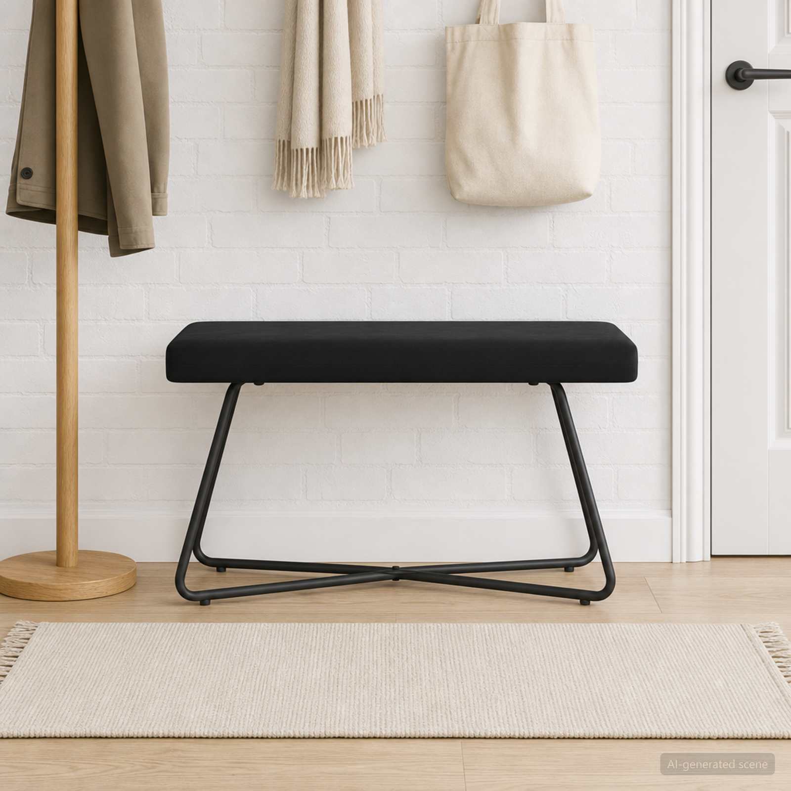 Bench Plain Black 80 x 40 x 45 cm Velvet