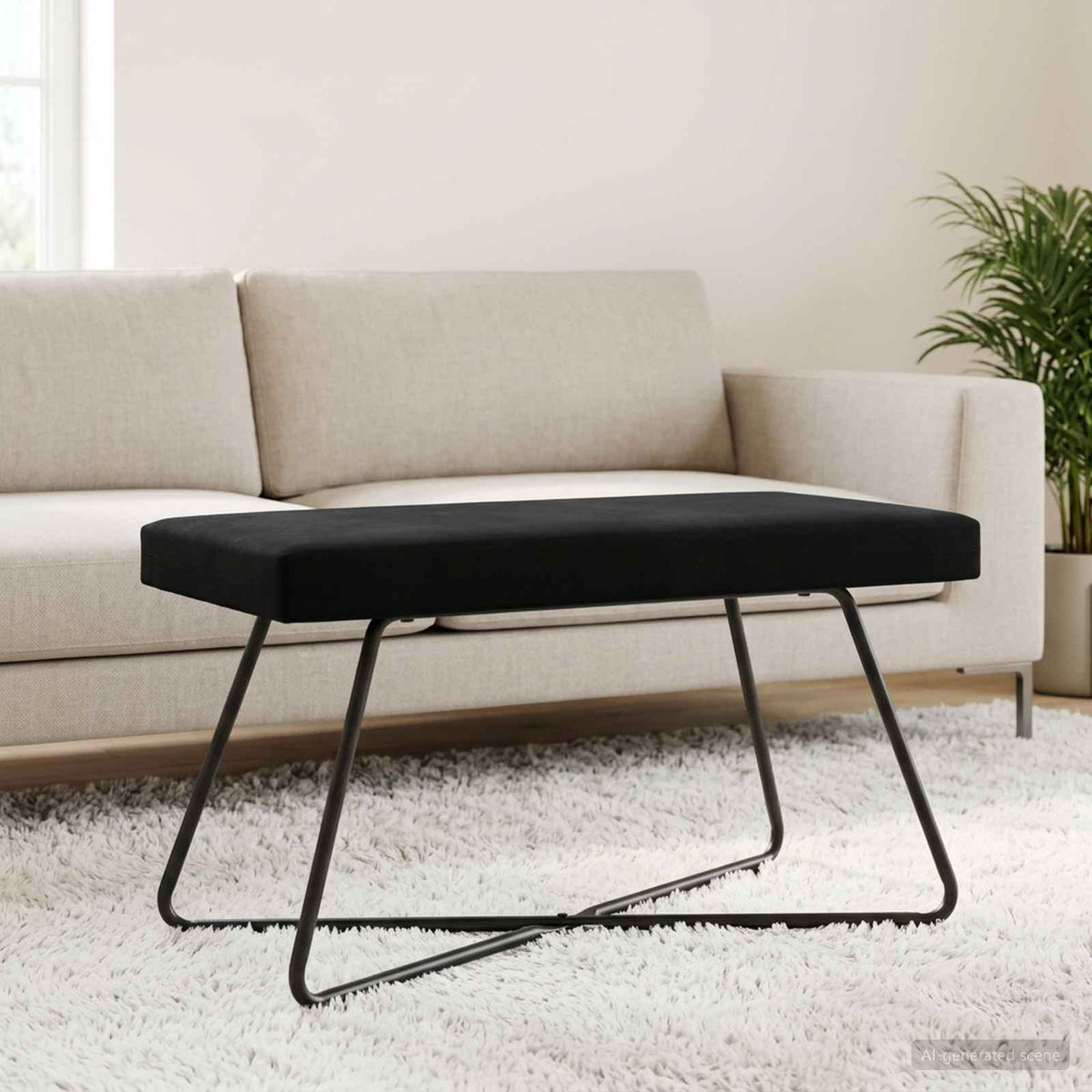 Bench Plain Black 80 x 40 x 45 cm Velvet