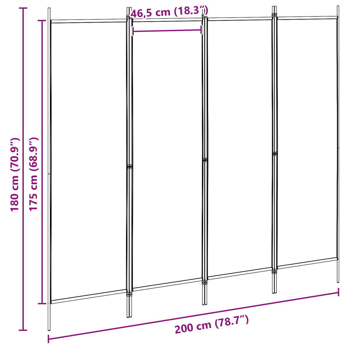 4-Panel Room Divider Beige 200 x 180 cm Fabric