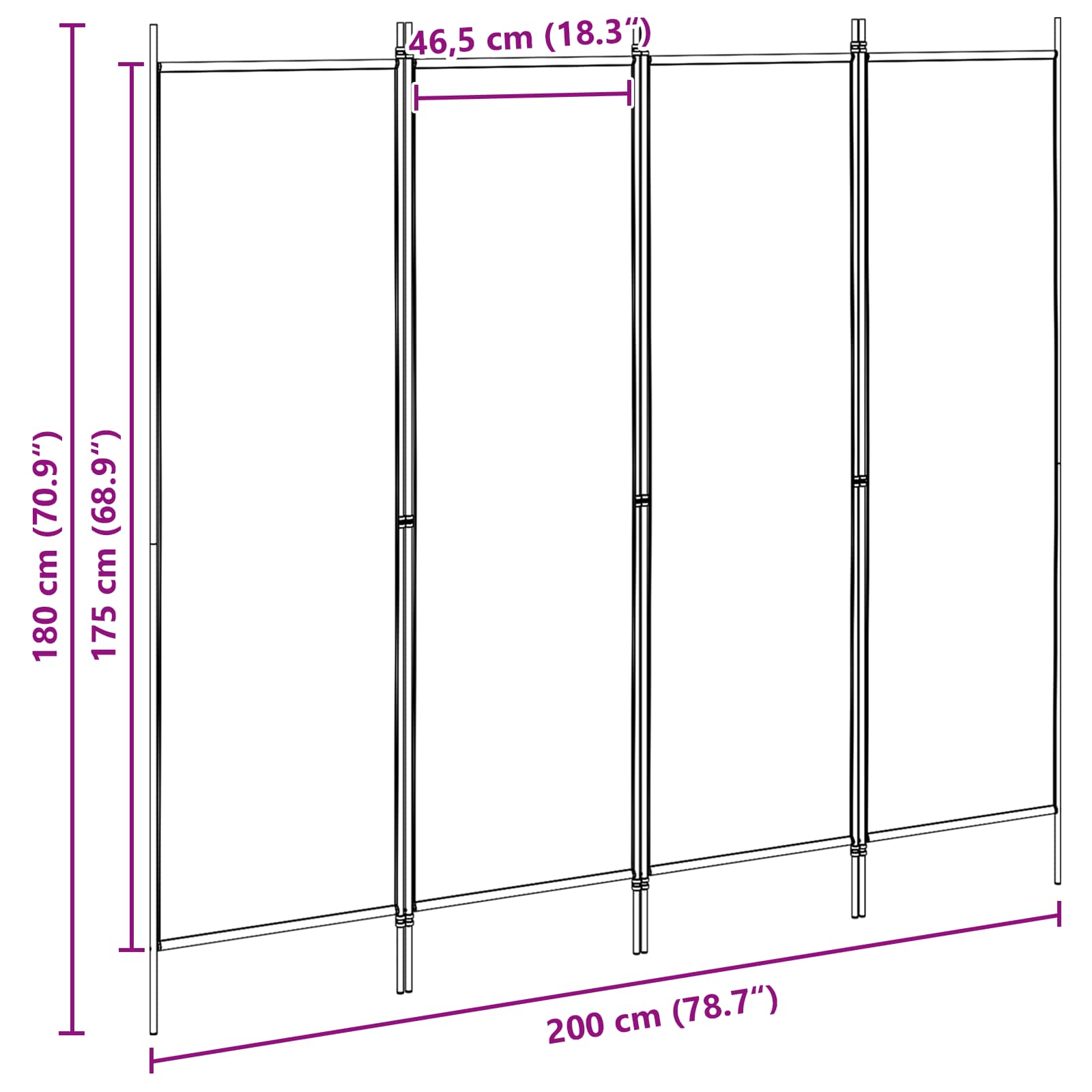 4-Panel Room Divider Beige 200 x 180 cm Fabric