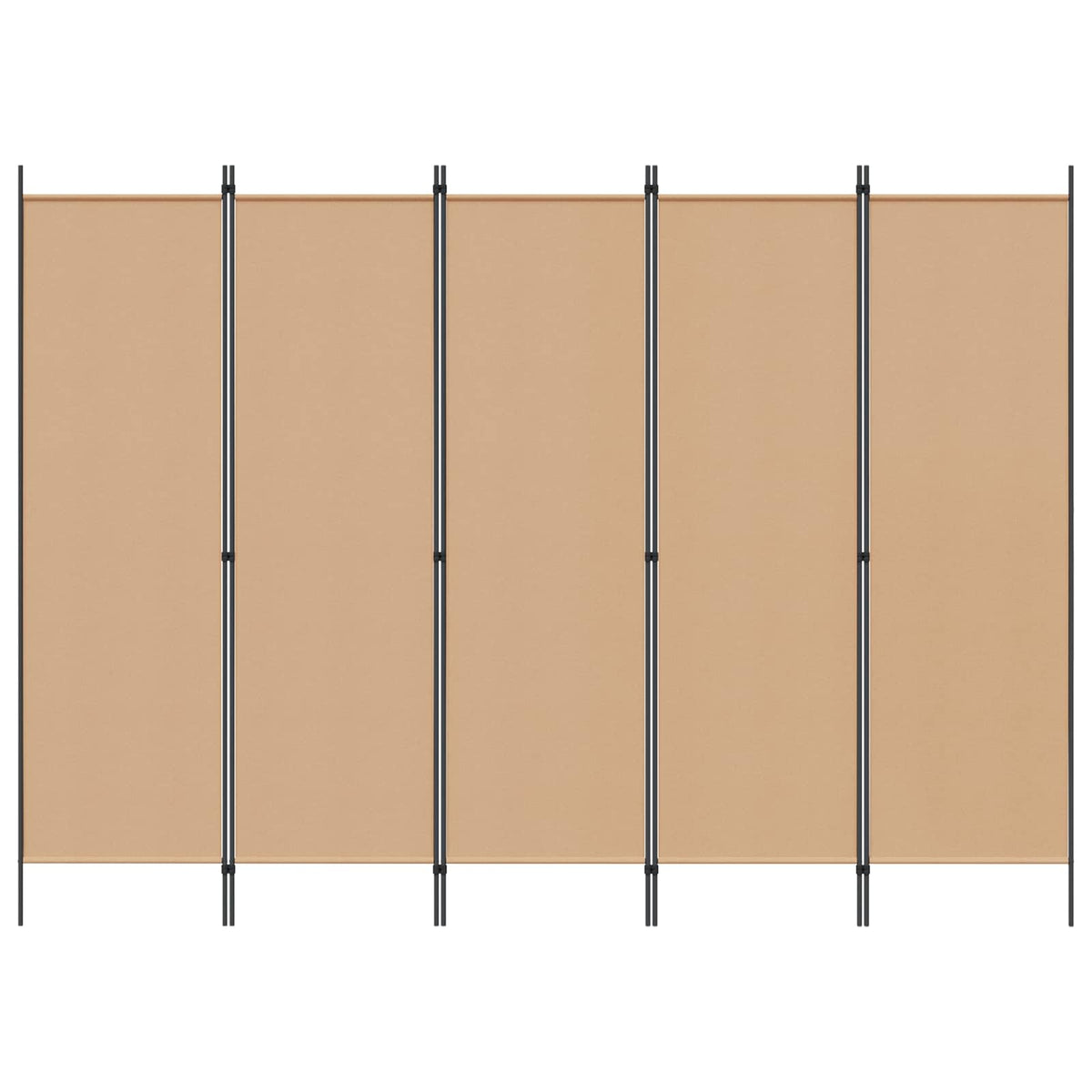 5-Panel Room Divider Beige 250 x 180 cm Fabric